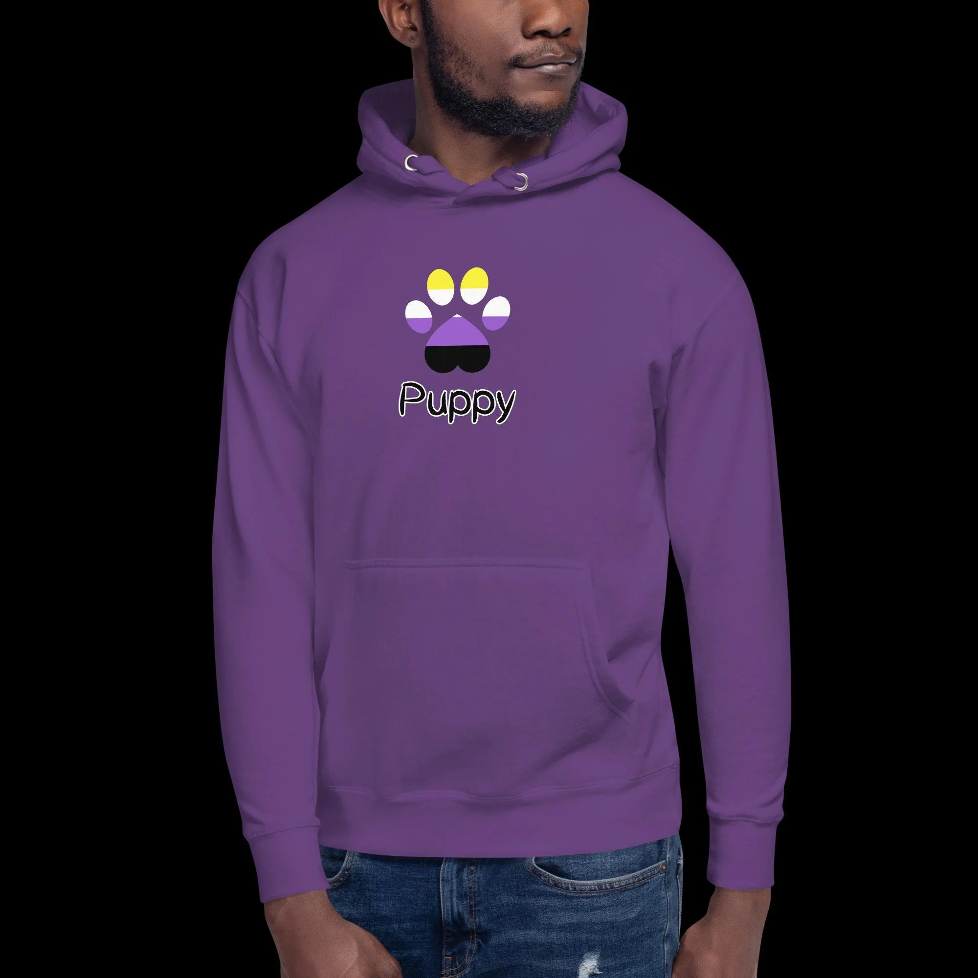 Playful Puppy Hoodie - Non-Binary Pride