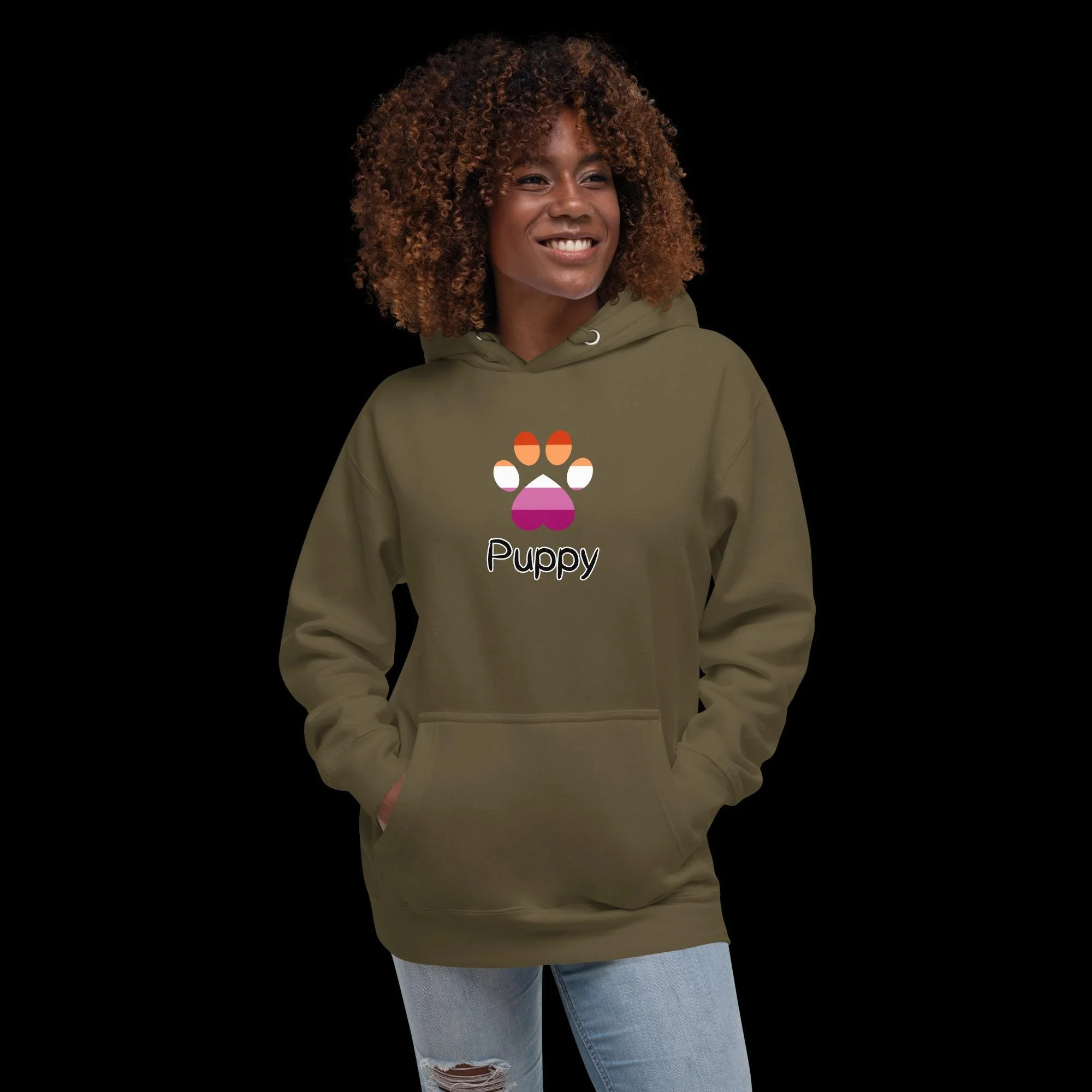 Playful Puppy Hoodie - Lesbian Pride