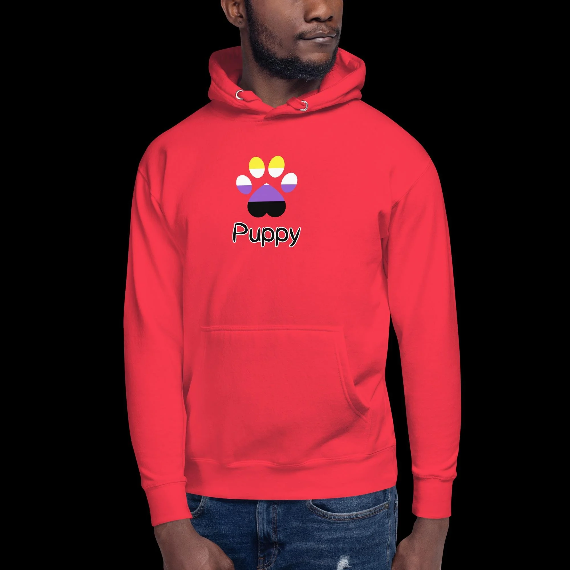 Playful Puppy Hoodie - Non-Binary Pride