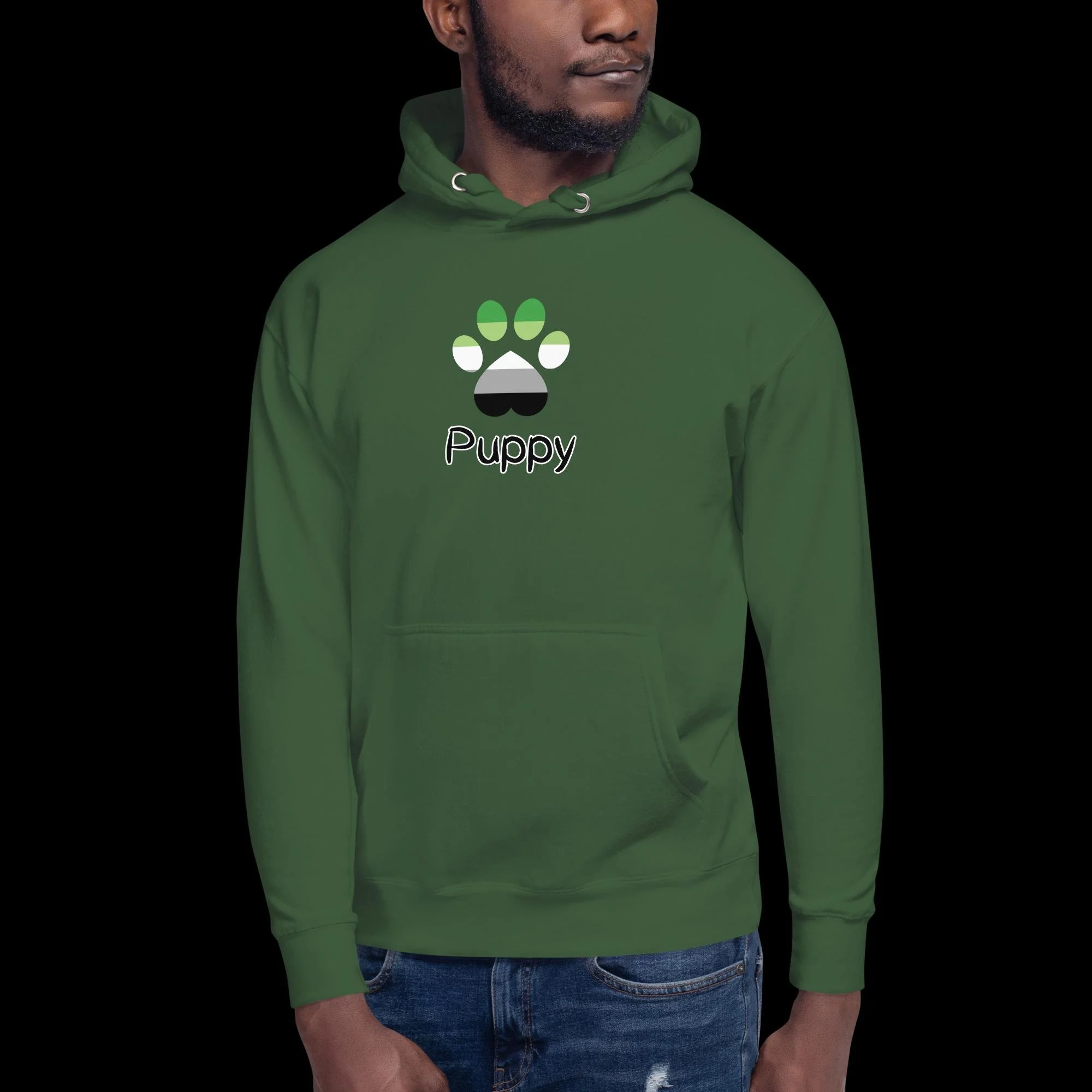Playful Puppy Hoodie - Aromantic Pride
