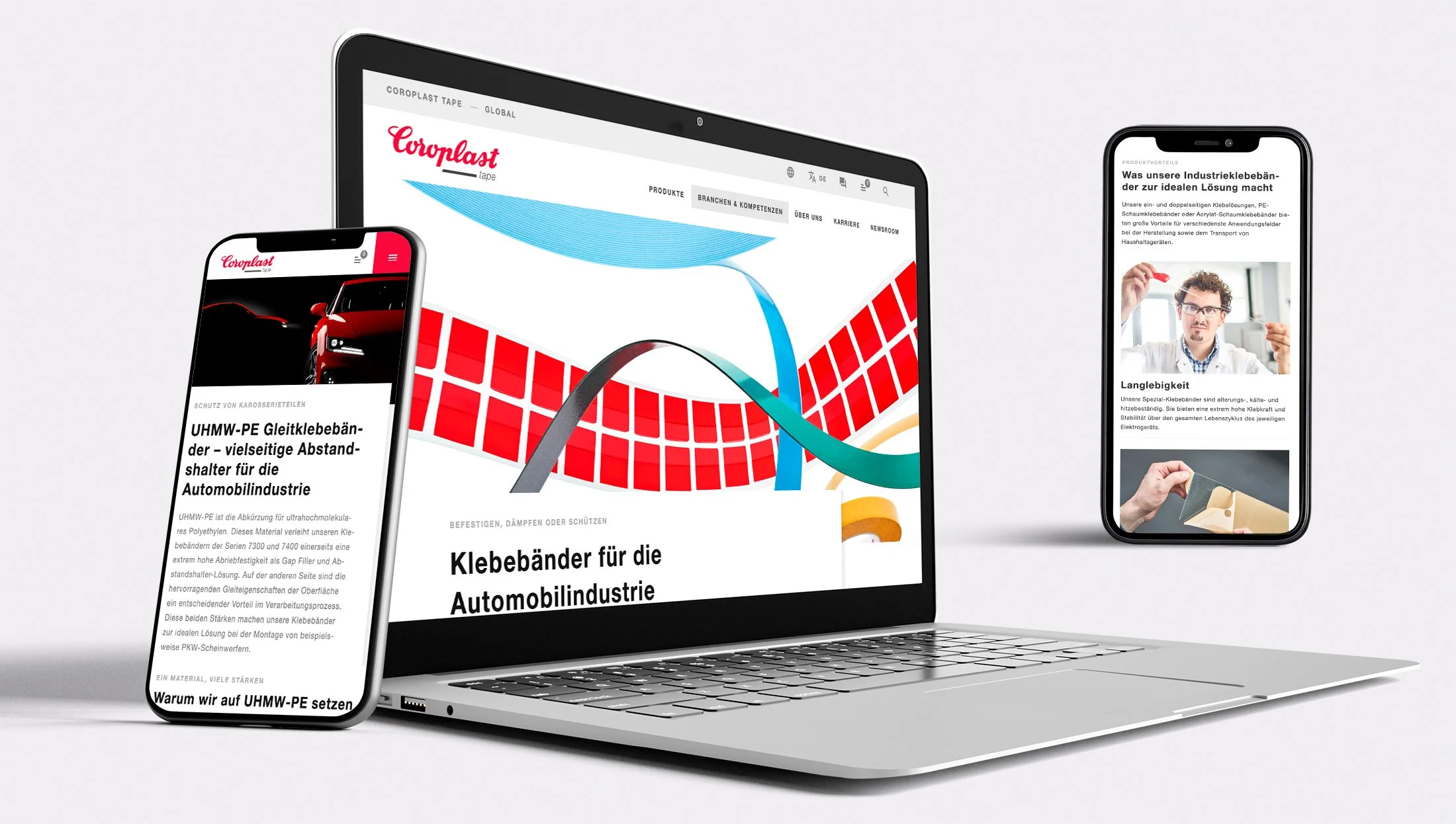 Vertriebskommunikation Coroplast Group, Desktop und Mobile