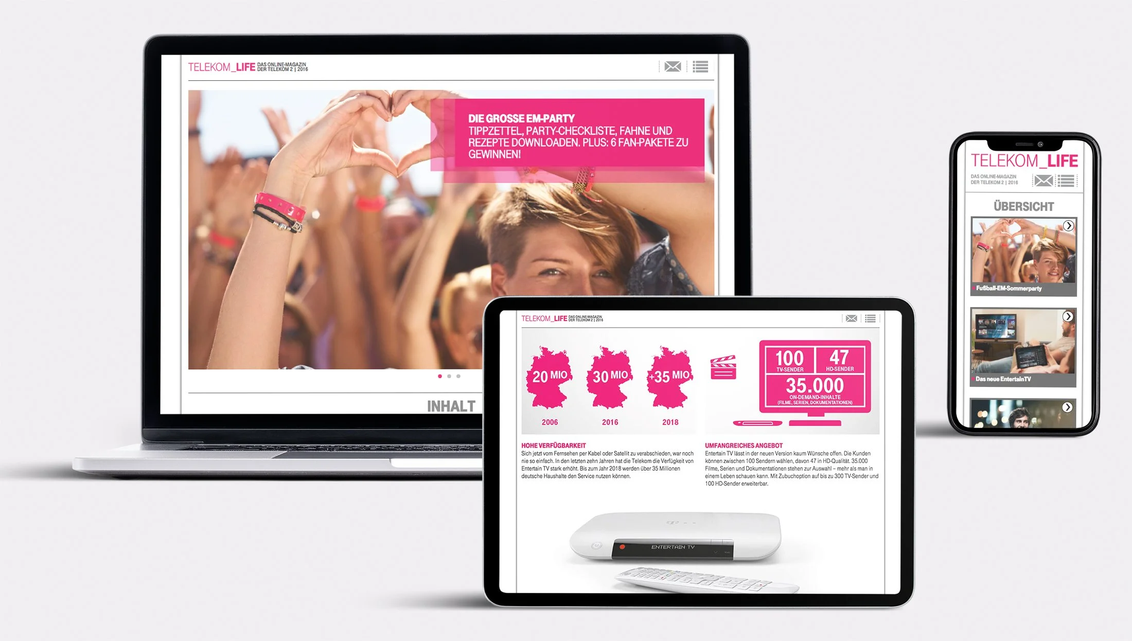 Markenkommunikation, Telekom Life, Online-Magazin, Produktdarstellung, Desktop und Mobil