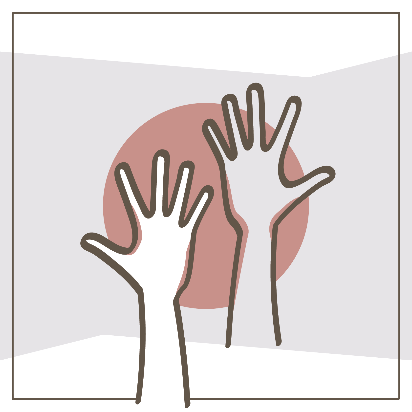 Zwei einfache Handskizzen vor einem roten Kreis auf hellem Hintergrund.