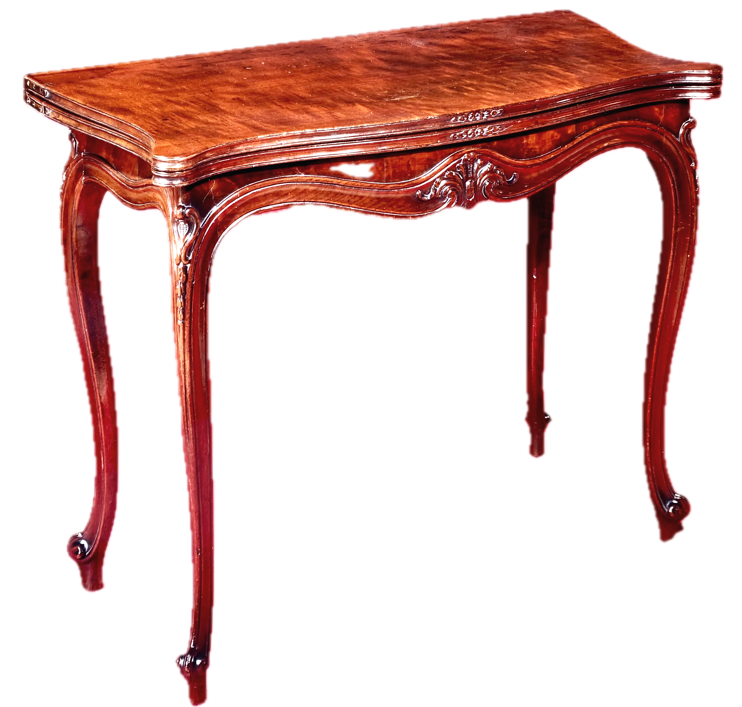 Fine Quality 18th Century Hepplewhite Period Serpentine Shaped Mahogany Card Table, c. 1770. (35 inches wide x 17 inches deep (34 inches deep when open) x 28 inches high). Provenance: Hotspur, London