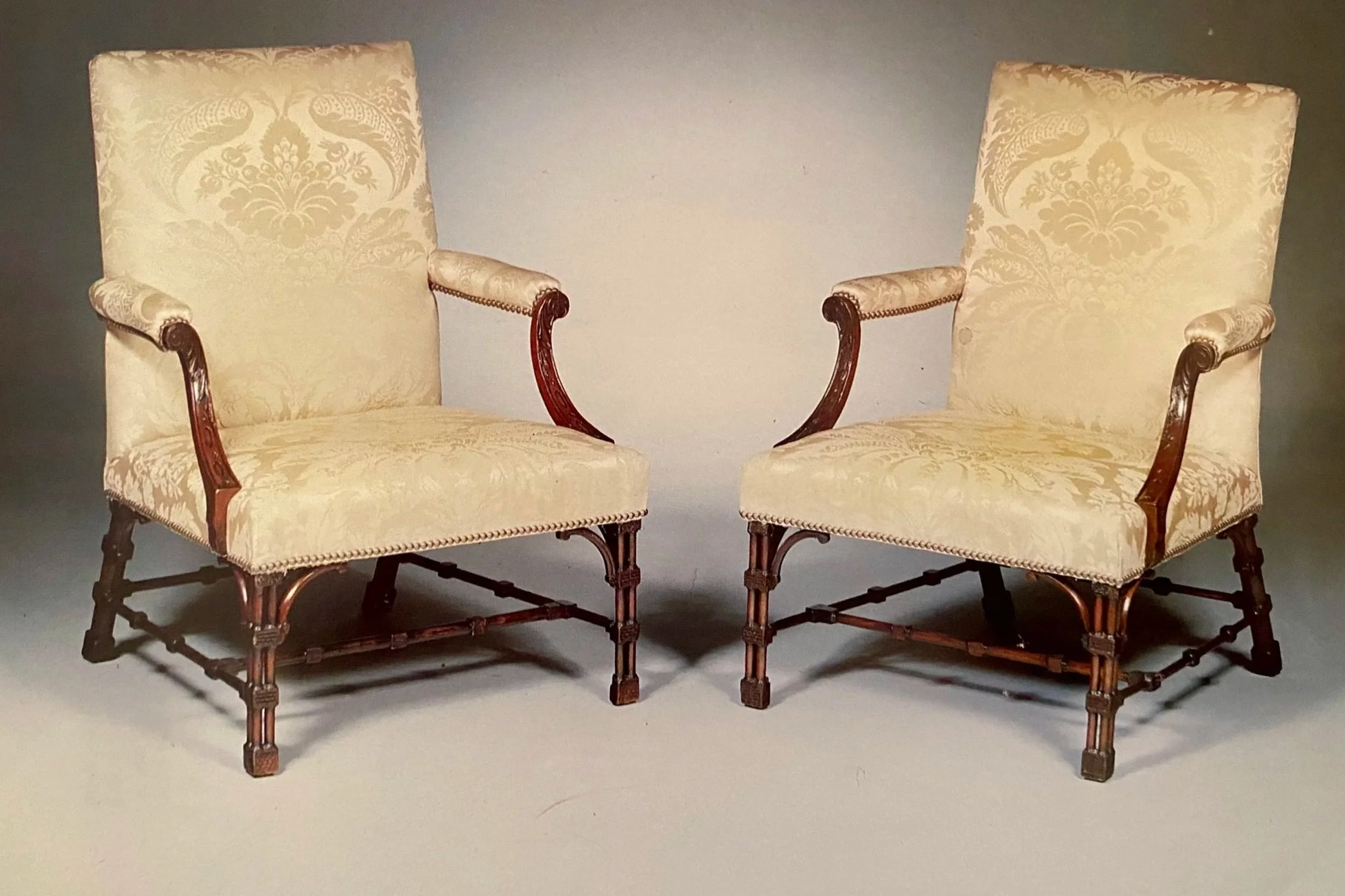 Pair of Fine George III Chippendale Period Library Chairs, England, c. 1760