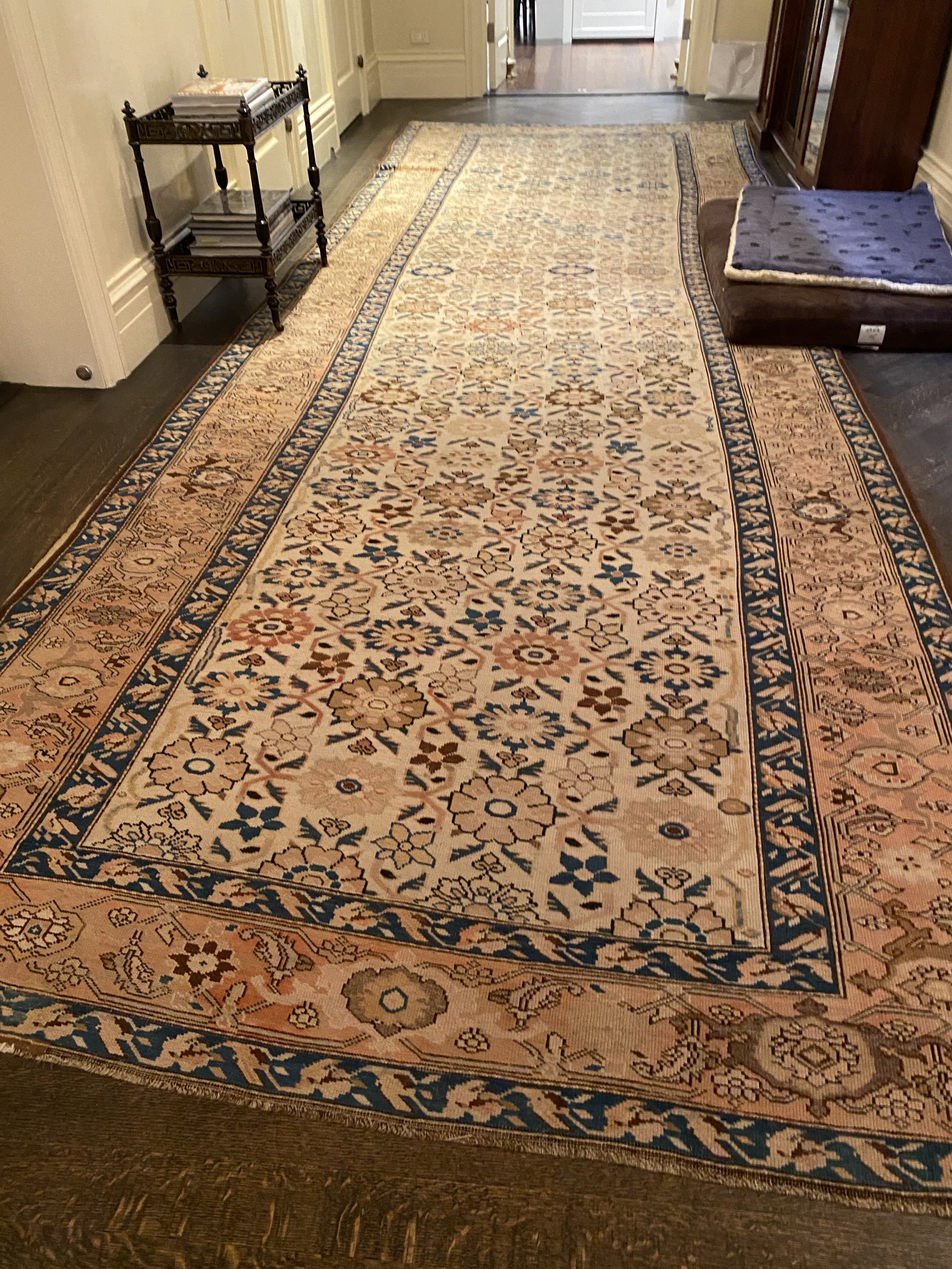 Karabagh Area Rug, c. 1910
19 feet 8 inches long x 6 feet 6 inches wide
Provenance: Galerie Shabab, 3/11/2011