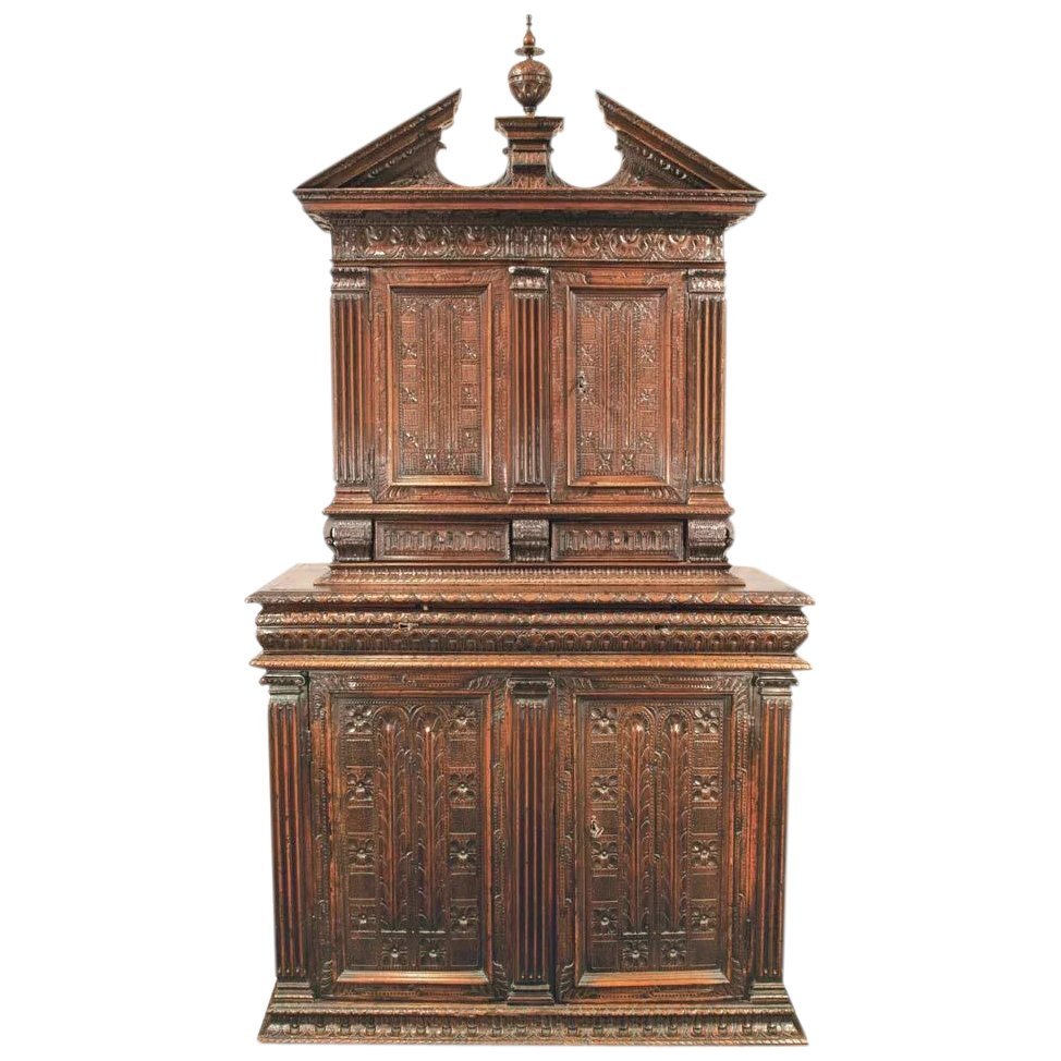Henri II Renaissance Carved Walnut Cabinet, France, 16th Century