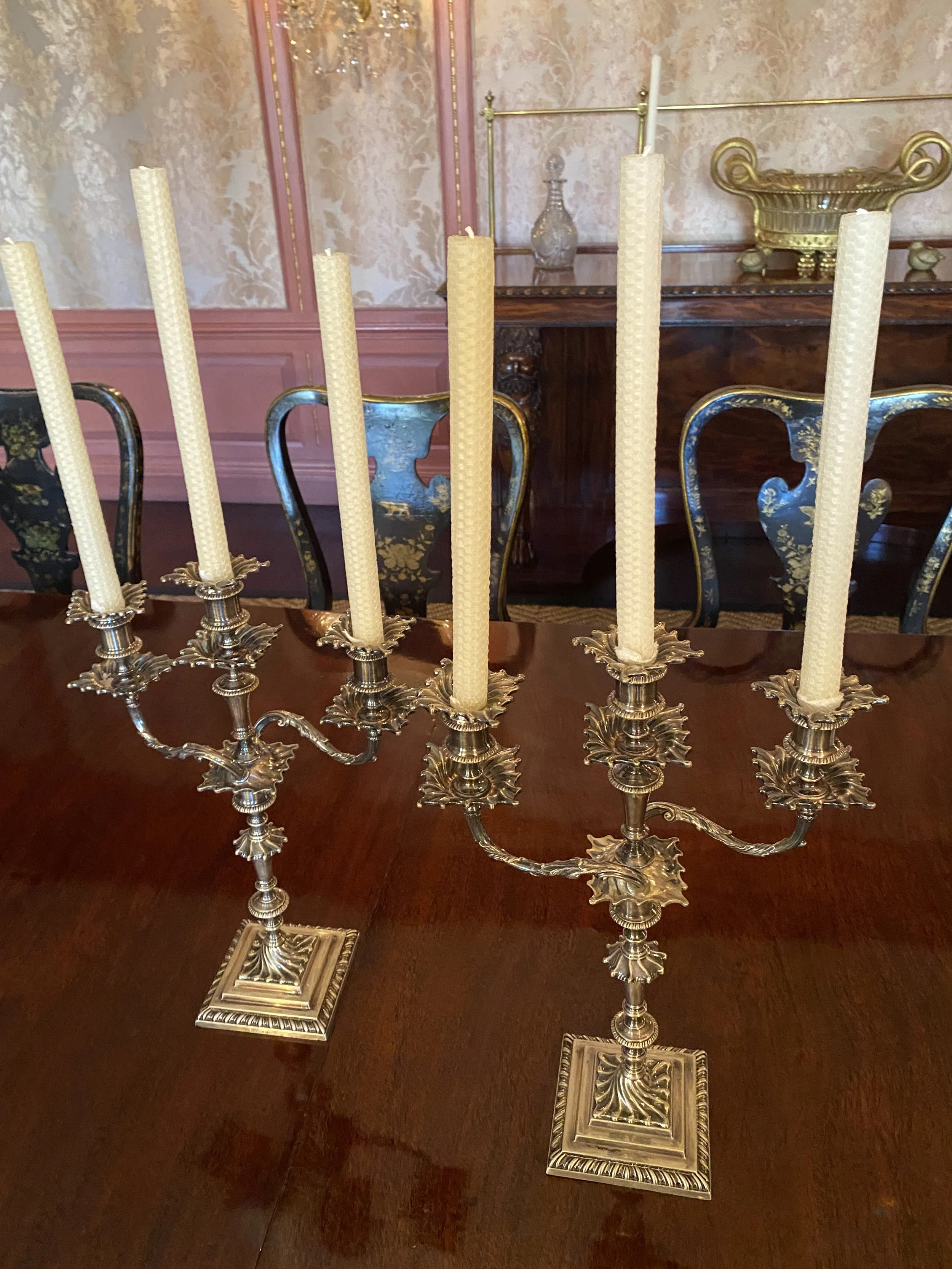 Pair of Three Light Silver Candelabra (Hallmarked) 17”Tall