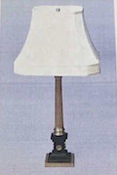 Pair of Corinthian Column Lamps with Stepped Square Base,
England, Late 19th Century, newly rewired (32” H to finial) – with shades
Provenance: Kentshire Galleries, NY, 7/7/2008