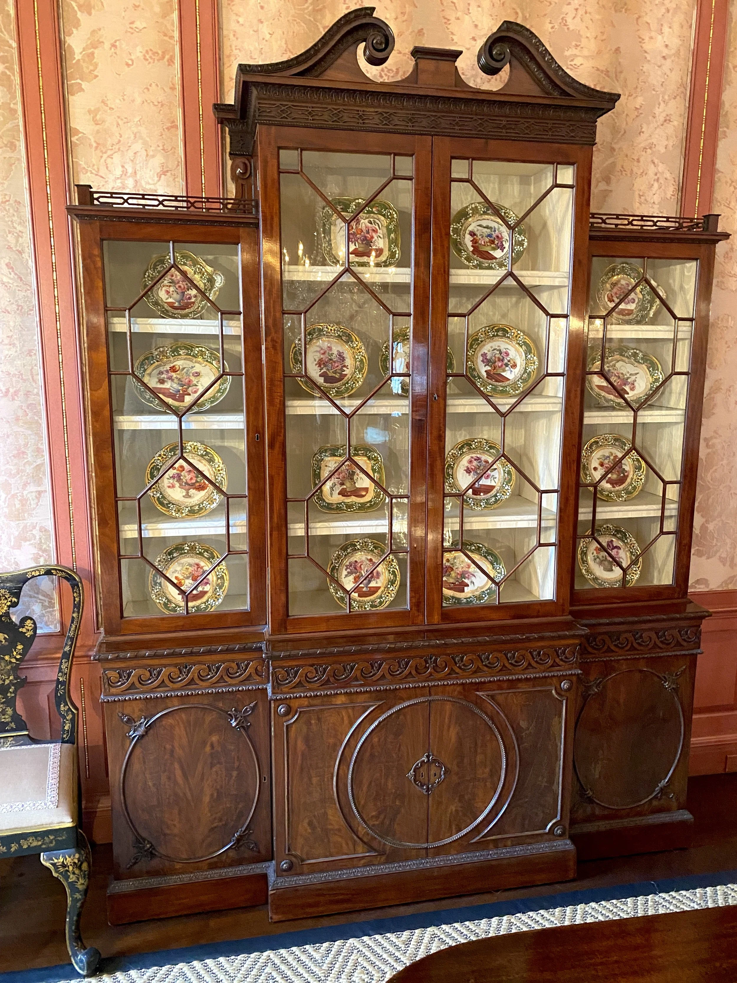 Fine and Important Early George III Mahogany Breakfront Bookcase, c. 1755 (75 inches long x 19 inches deep x 98 inches high) Provenance: Stair & Company, NY; Former collection Jack Chrysler; Sotheby’s, NY, January 21, 1989, Lot 170, Hammer Price: $ 1