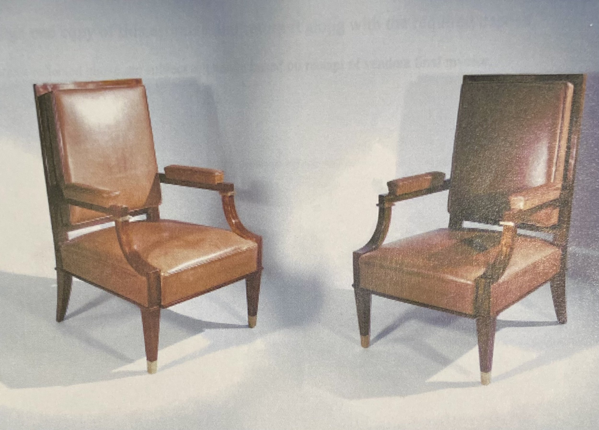 Andre Arbus ( 1903 – 1969)
Pair of Mahogany Art Moderne Arm Chairs, c. 1947
Provenance: Bernd Goeckler Antiques, NY (25 ¾ W x 30 D x 39 ½”H)