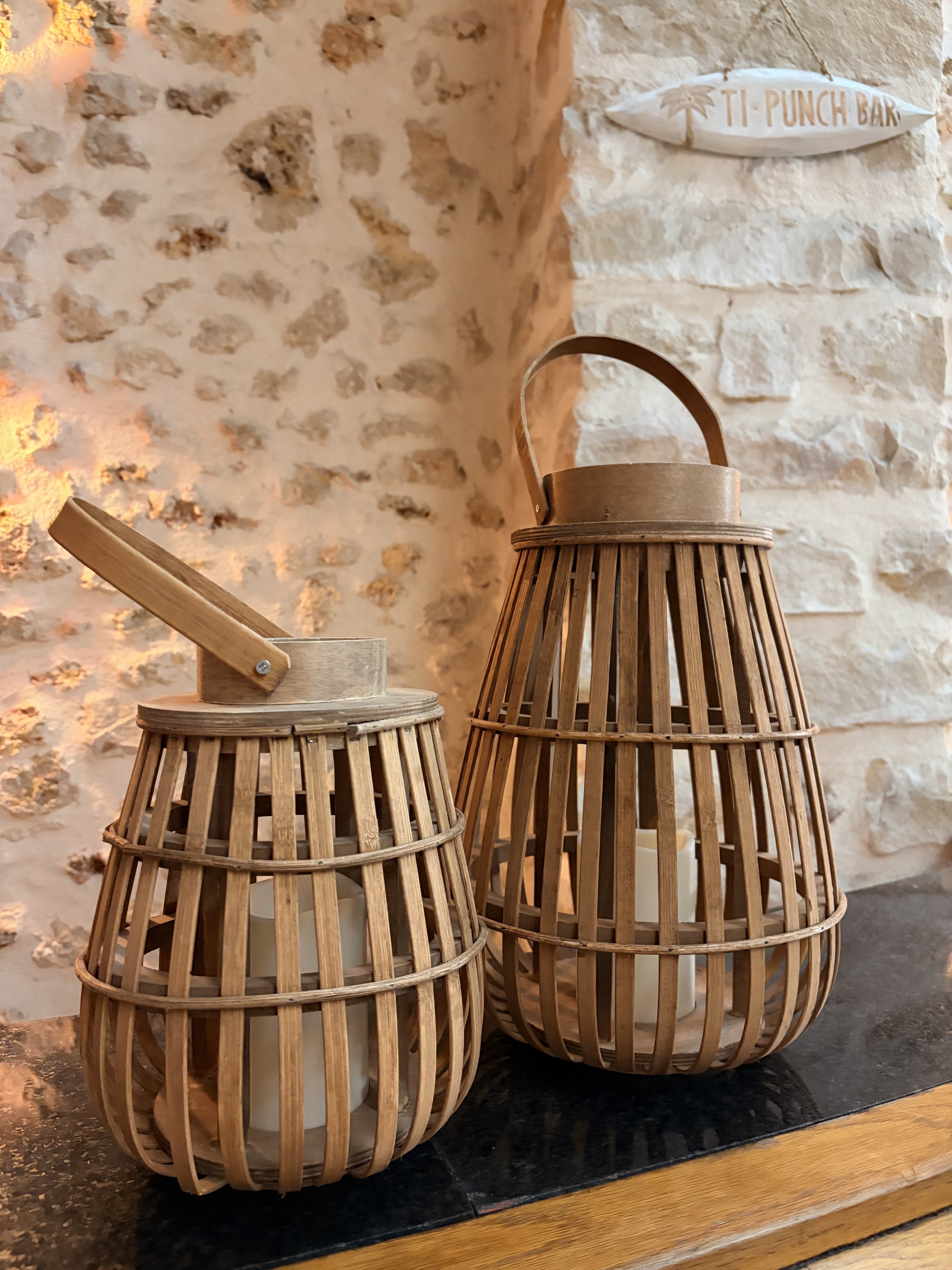 Duo lanternes en bois