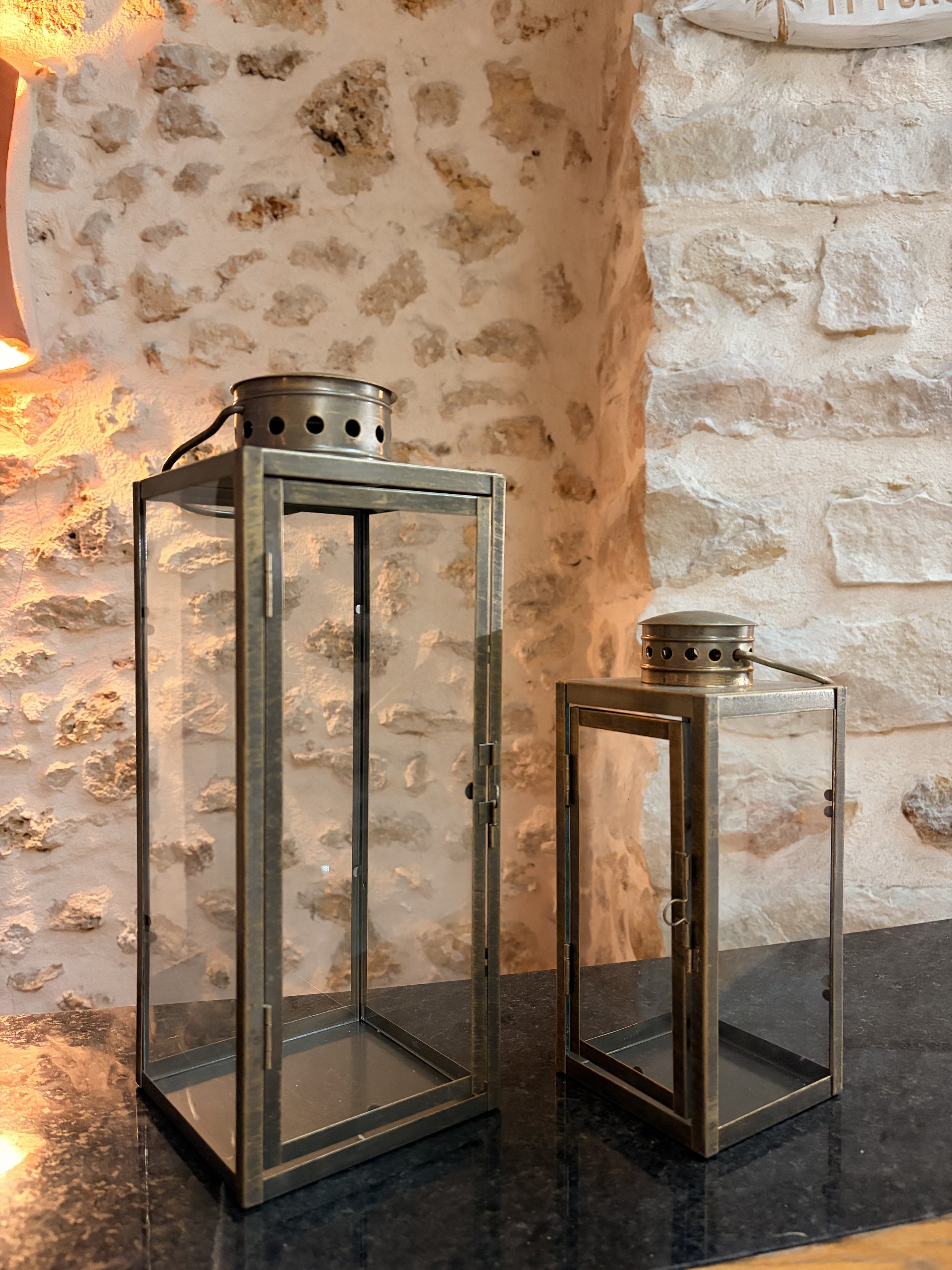 Duo lanternes dorés