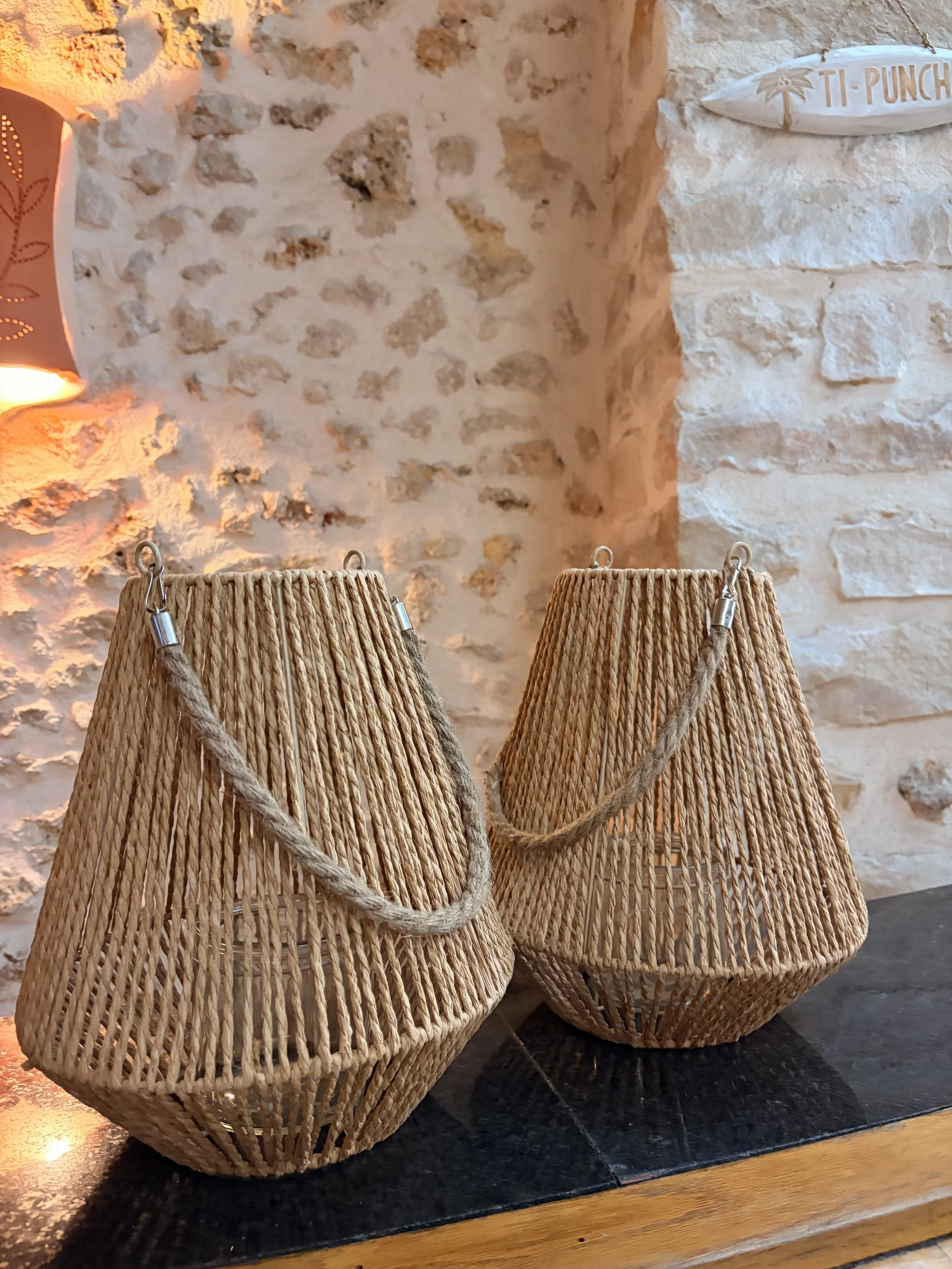 Duo lanternes en jute