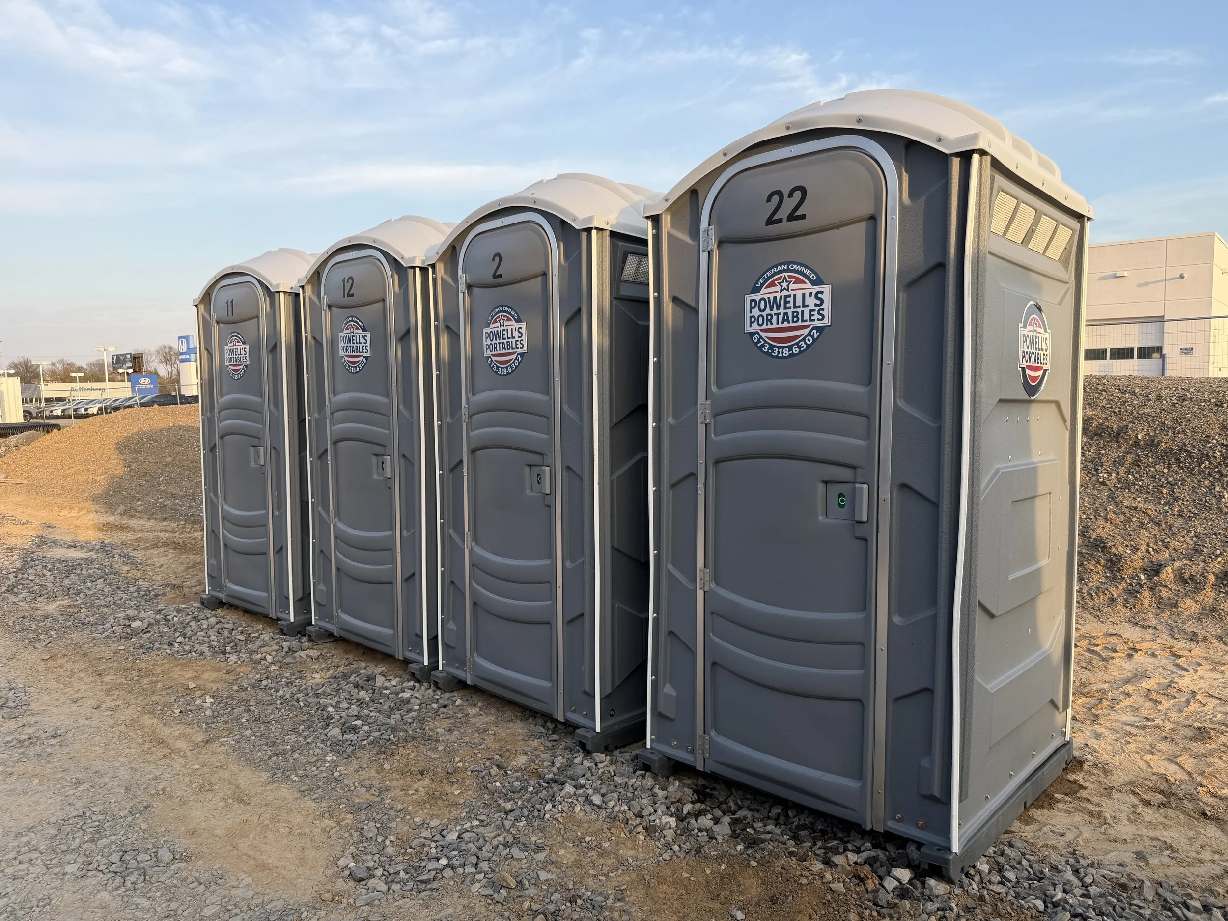 multiple portapotties at a jobsite