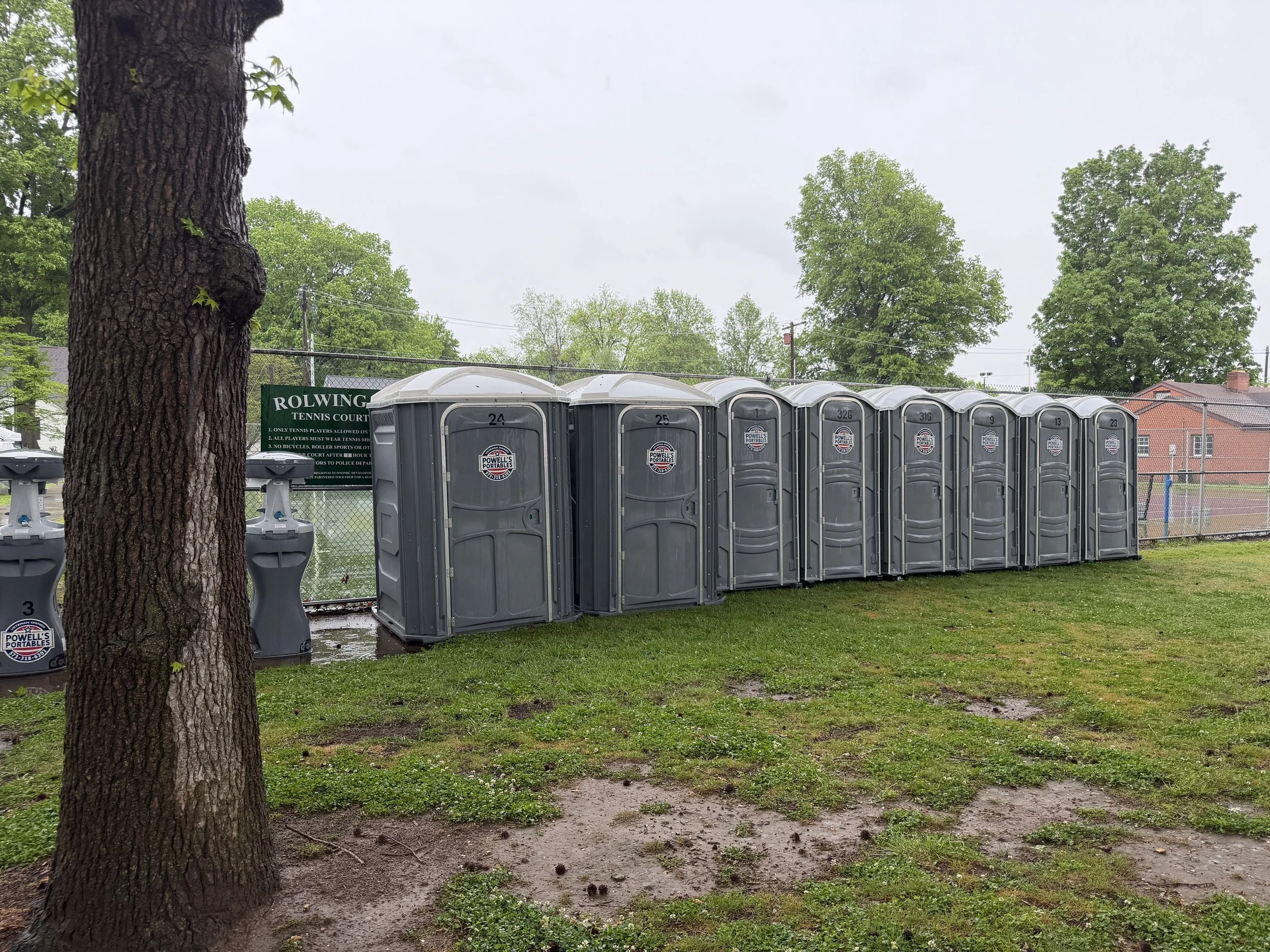 handwash stations, standard portapotties and accessible units at Charleston MO festival