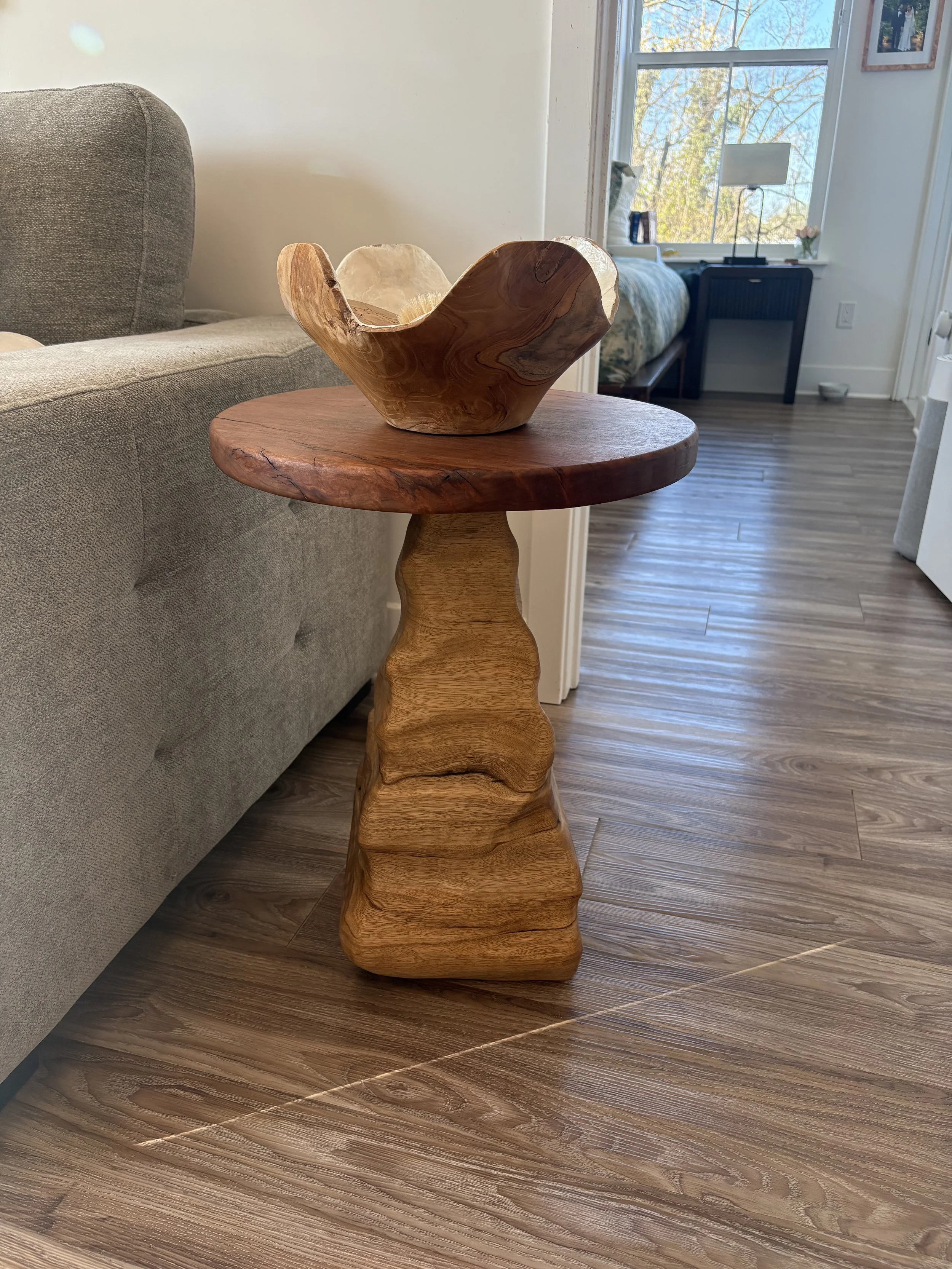 Carved Limba Side Table