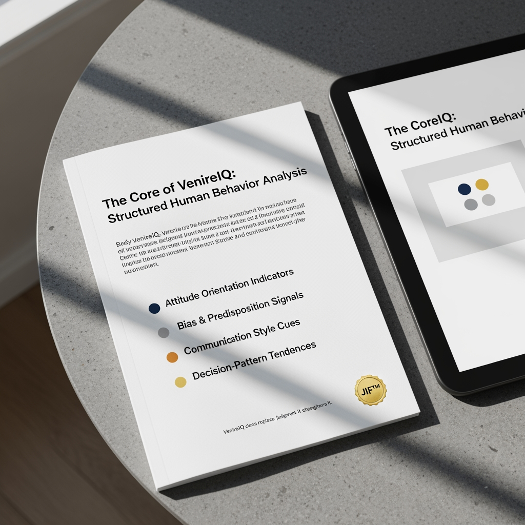 JIF overview brochure and tablet on a table