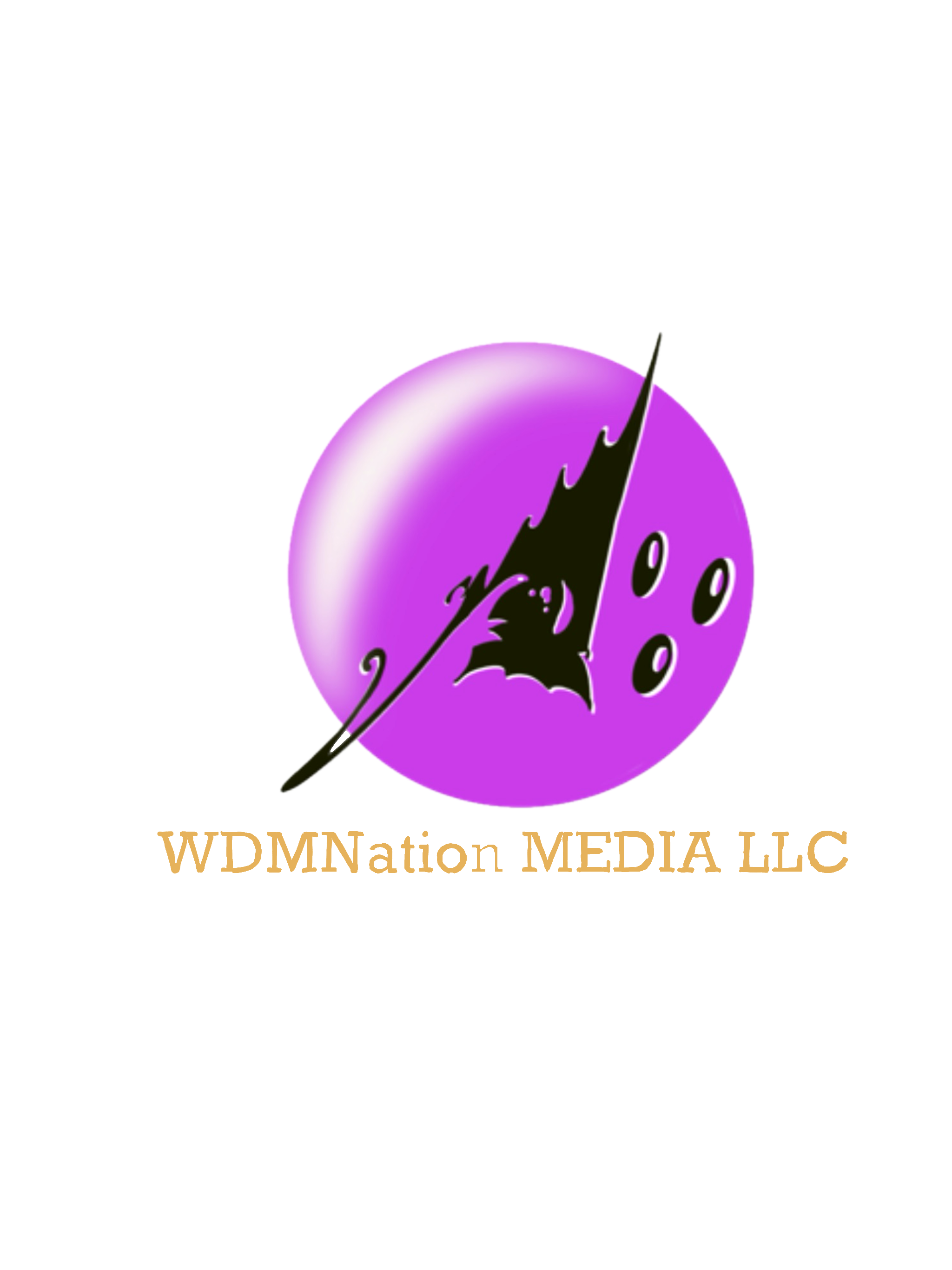 Logo for WDMNation Media LLC featuring a purple orb with a black THINKTIMM logo and the company name in orange text on a white background.