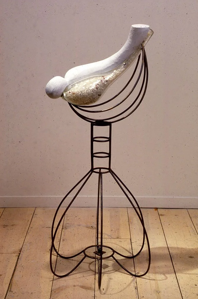 Globus Hystericus 1990 55 x 26 inches plaster, glass, wax, and steel