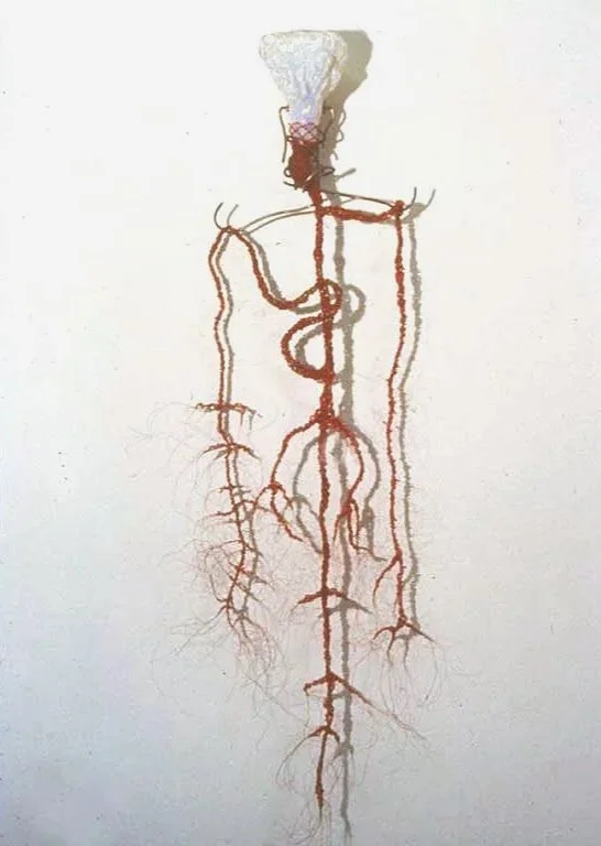 Red Root 1999 72 x 30 x 10 inches glass, steel, and beads