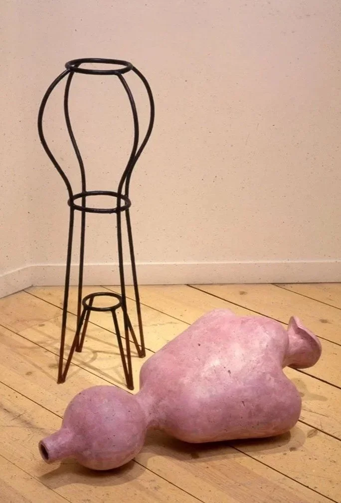 Aeolipyle II 1990 36 x 10 x 10 in. (steel), 32.5 x 16 x 11.5 in. (clay) steel, clay, and casein
