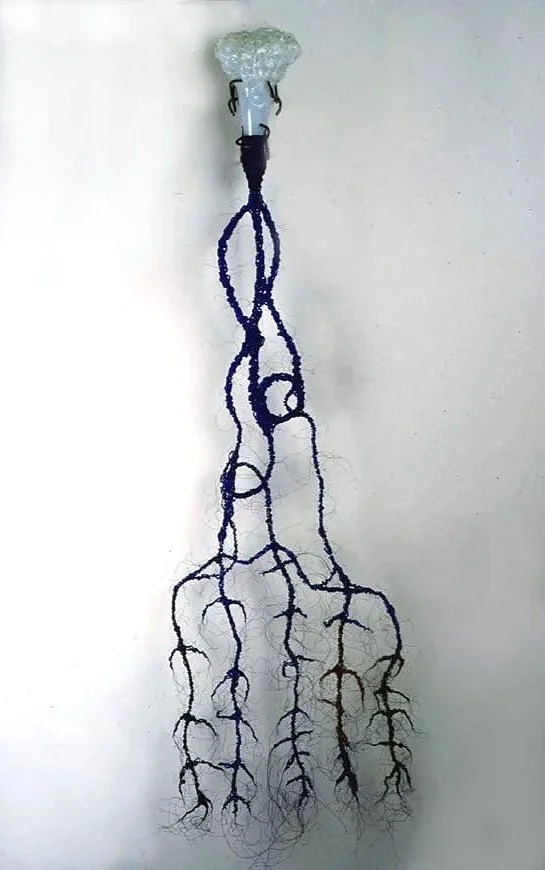 Running Cold 1999 72 x 30 x 10 inches glass, metal, and beads