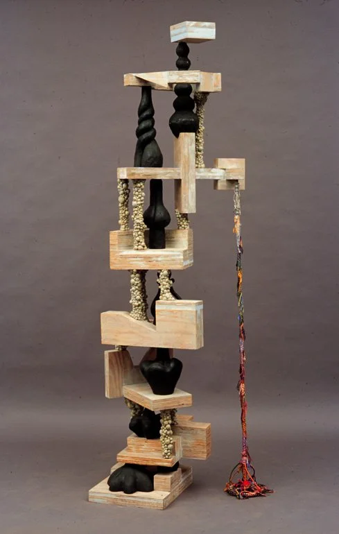 Pilgrim 2000 90 x 30 x 28 inches wood, clay, epoxy resin, and thread