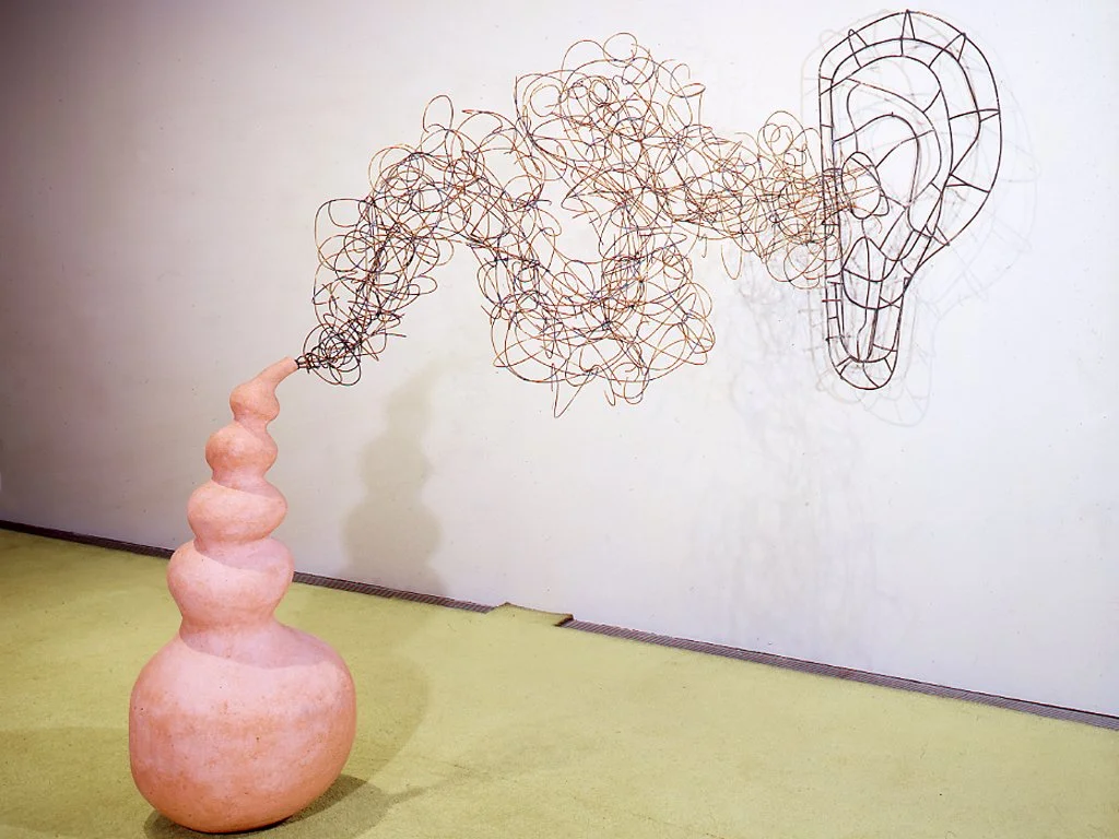 Sound Emerging Visible 1995 85 x 115 x 36 inches clay, copper, and steel