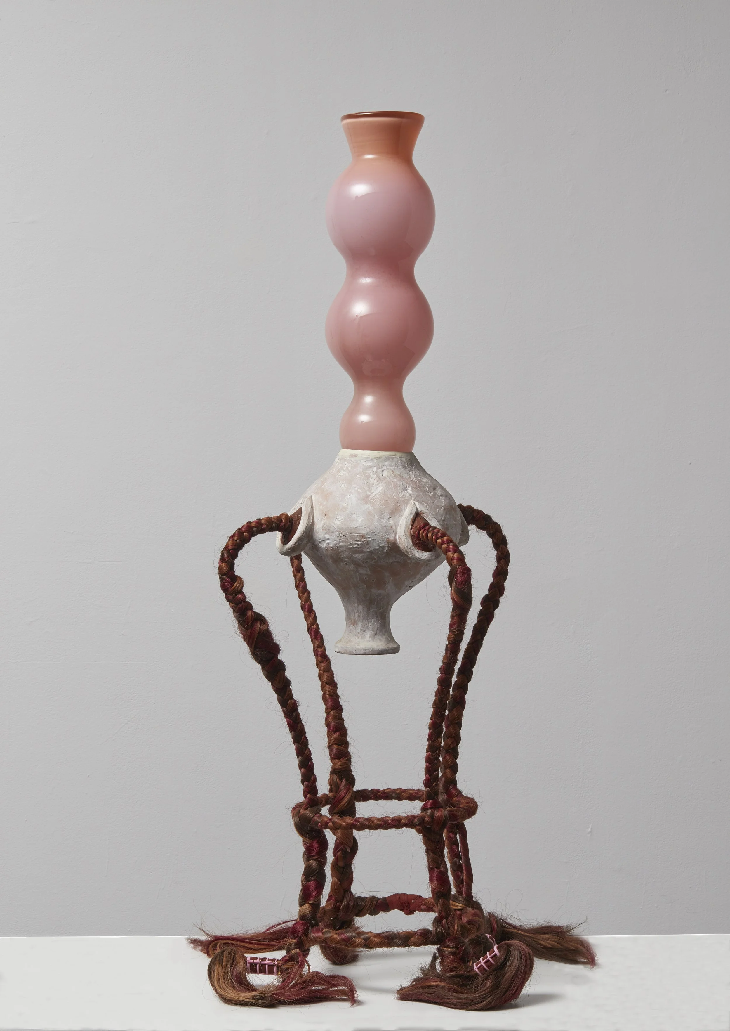 Material Compulsion 1993 46 x 20 x 20 inches clay, glass, steel, and synthetic hair