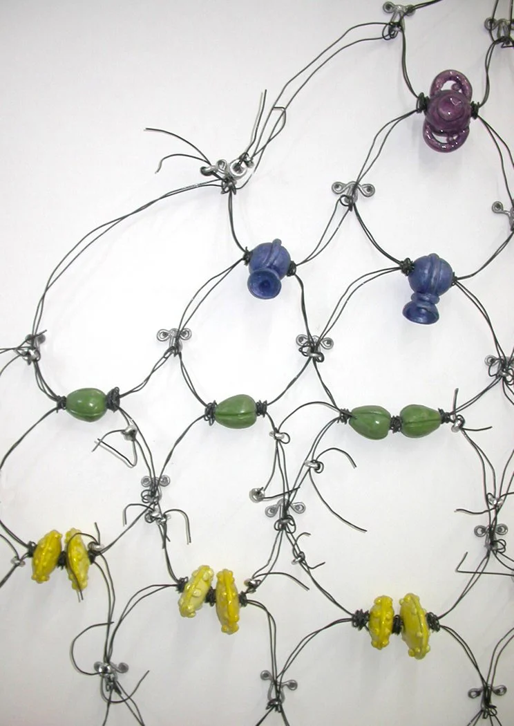 Network , detail 2006 96 x 96 x 6 inches ceramic, wire, and mixed media