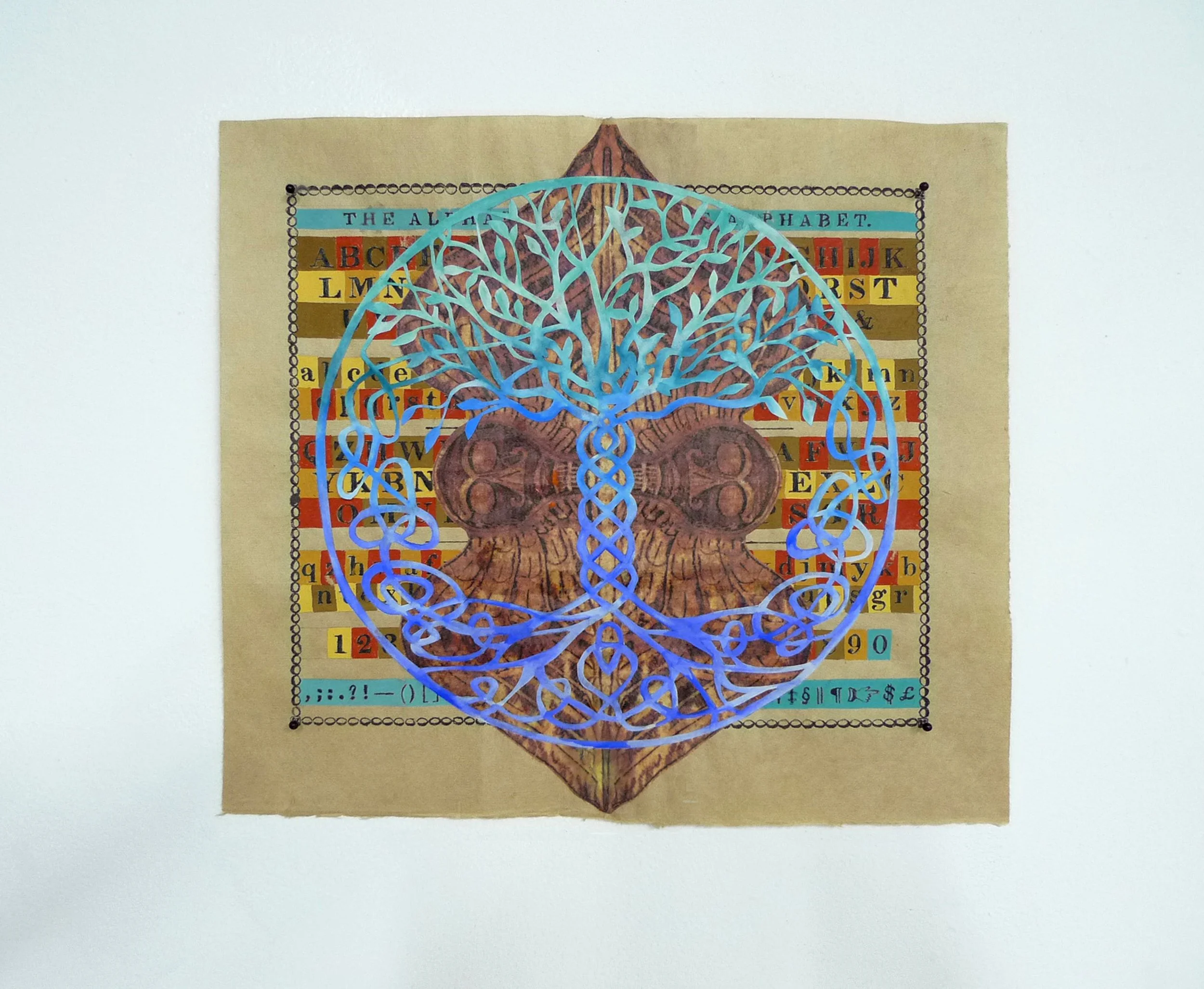 Alphabet with Tree 2013
14 x 14 inches collage, digital print and gouache on rice paper
