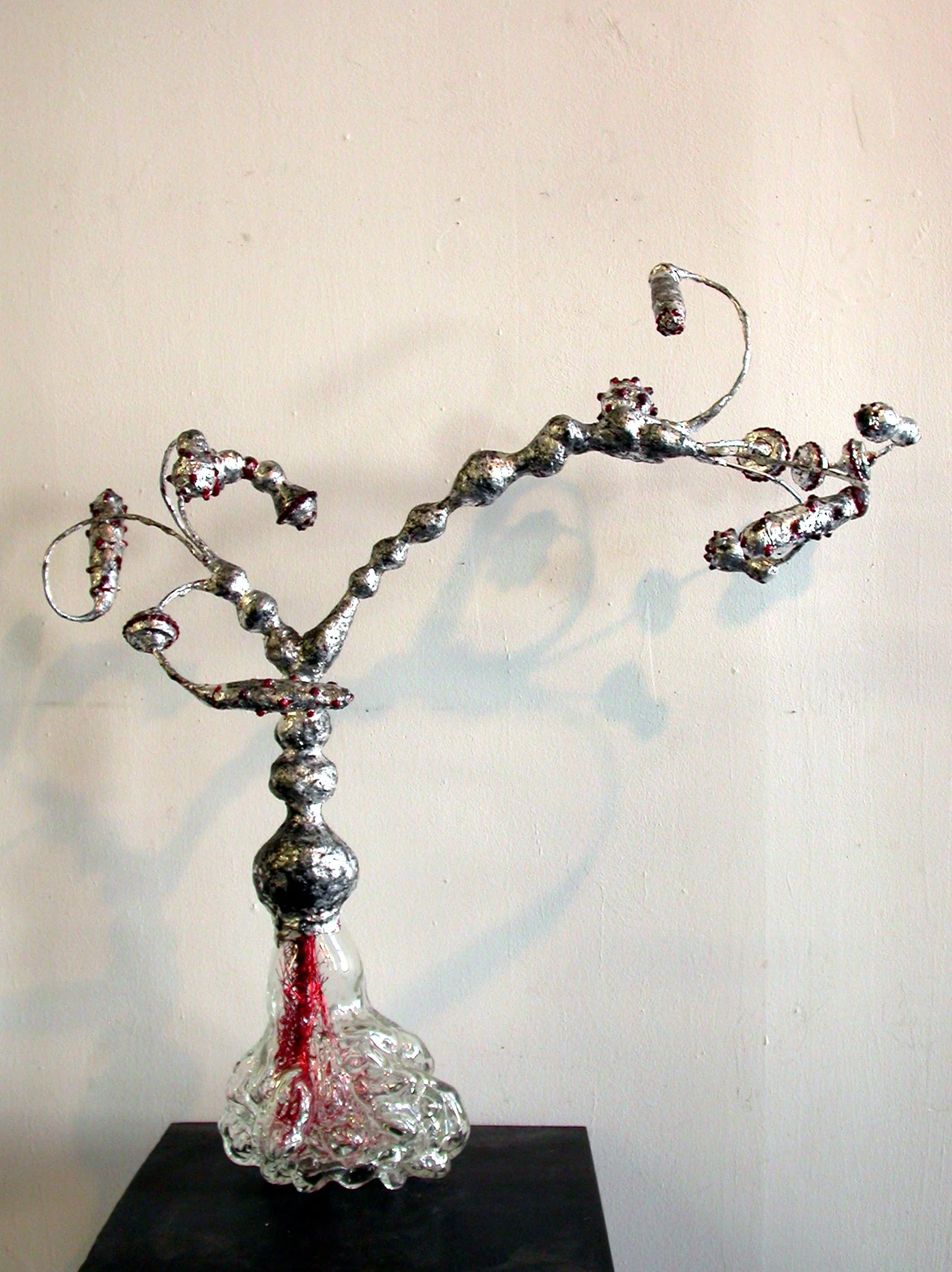 Cerebral Flora 2003 29 x 30 x 15 in glass, mixed media, and silver leaf
