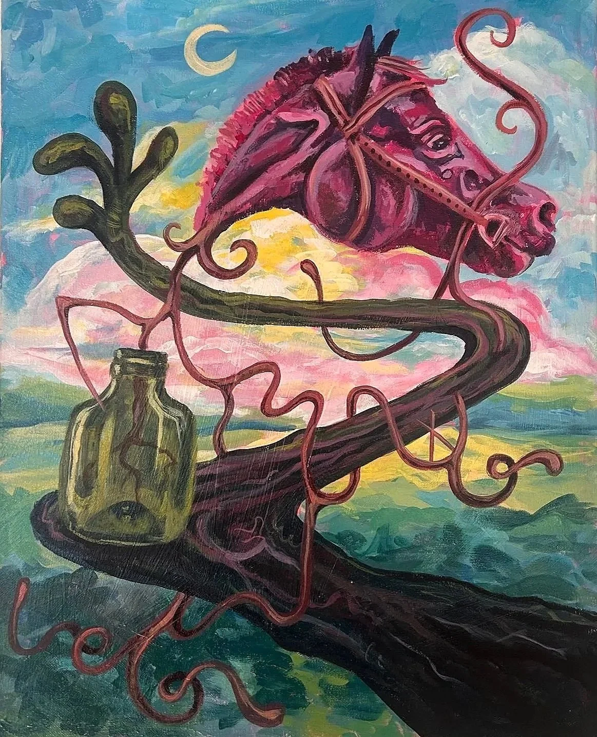 The Horse Asks for Thanks, 2026 - Acrylic on Canvas 16"x20"