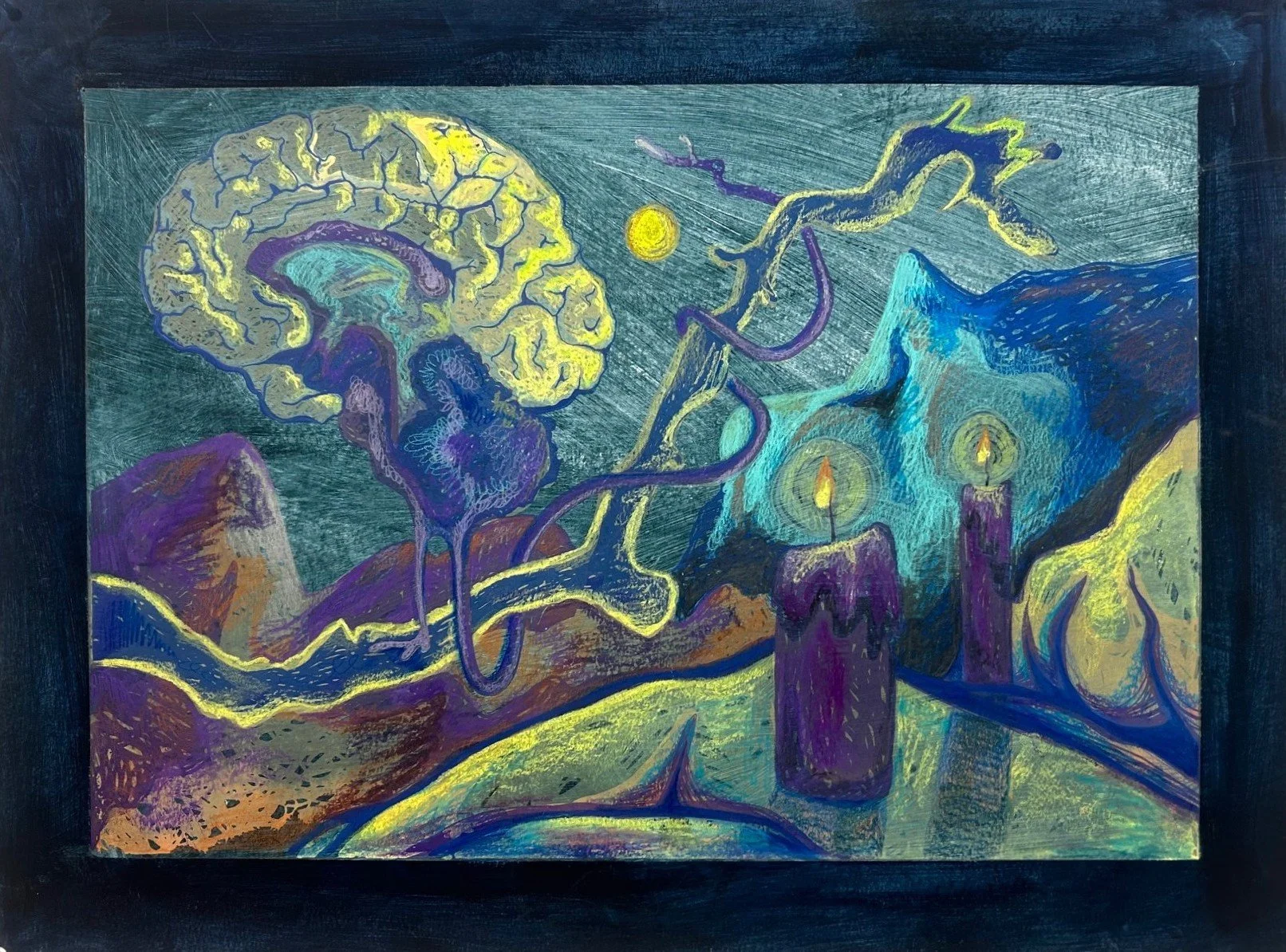 Fog, 2025 - 1/10 Screen print with Oil Pastel and Colored Pencil
28"x20"