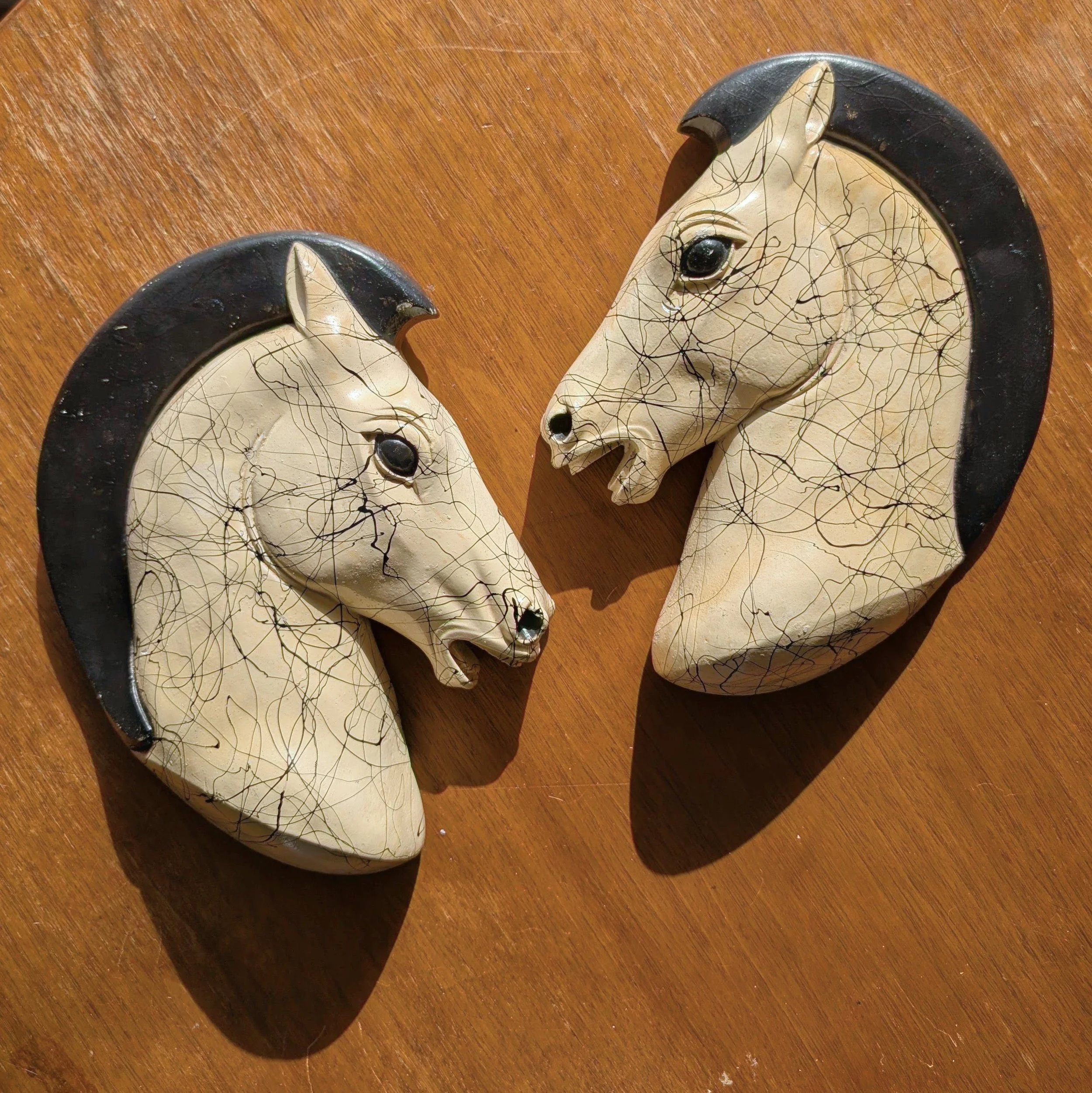 Vintage Chalkware Horse Heads
