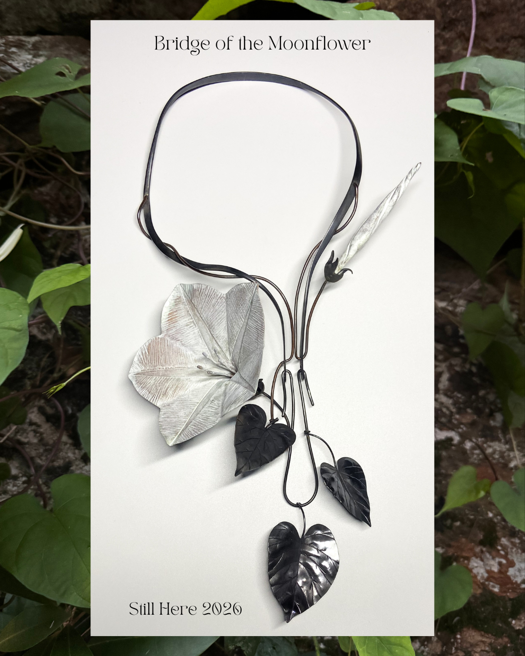 Oxidized Sterling Silver, Oxidized Copper with Dye-Oxide Patina 