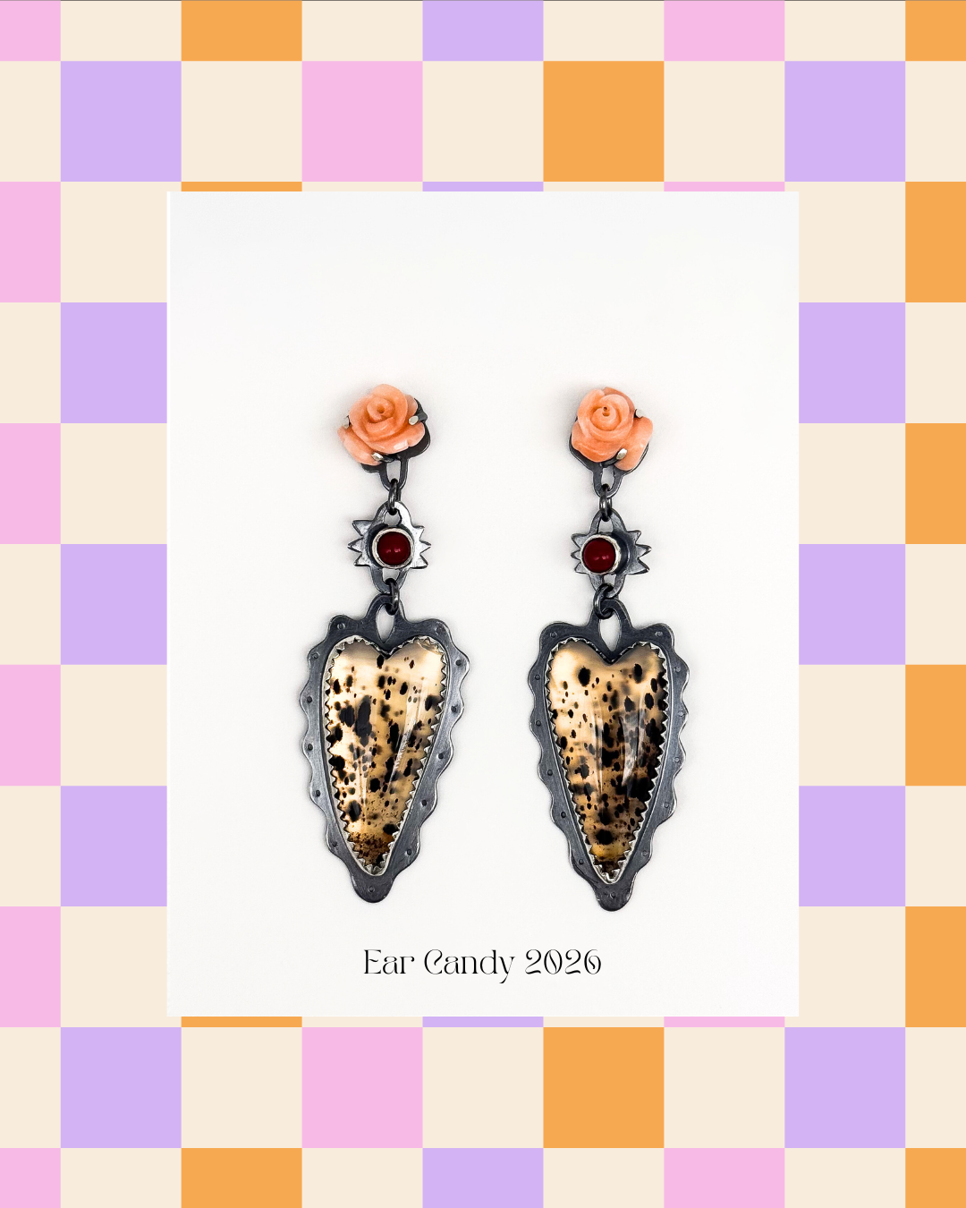 Japanese Deep Sea Coral, Mediterranean Coral, Montana Agate, Oxidized Sterling Silver