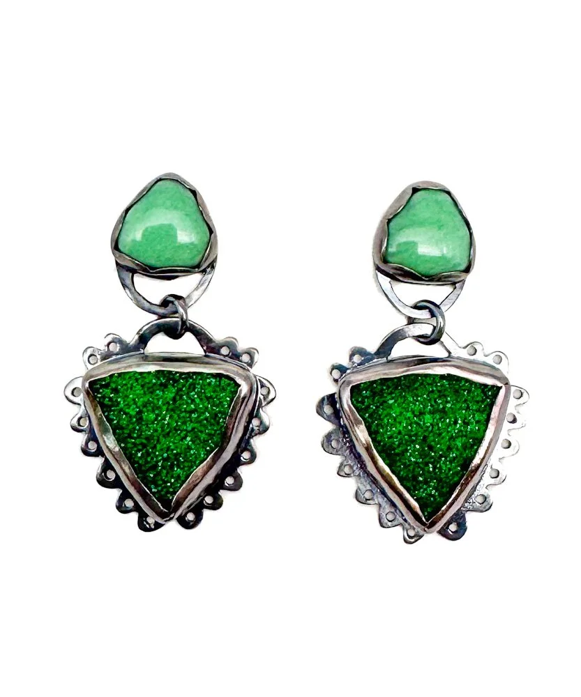 Variscite, Uvarovite, Sterling Silver