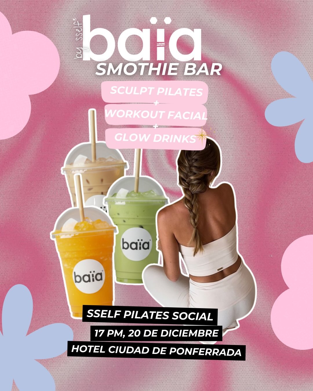 Sself Pilates Social + glow drinks ✨🧃
Este viernes, Sself Pilates Social viene con Ba&iuml;a Smoothie Bar para recargar energ&iacute;a despu&eacute;s de mover el cuerpo.

Bebidas funcionales, ingredientes y suplementos naturales🤍

📍 Hotel Ciudad d