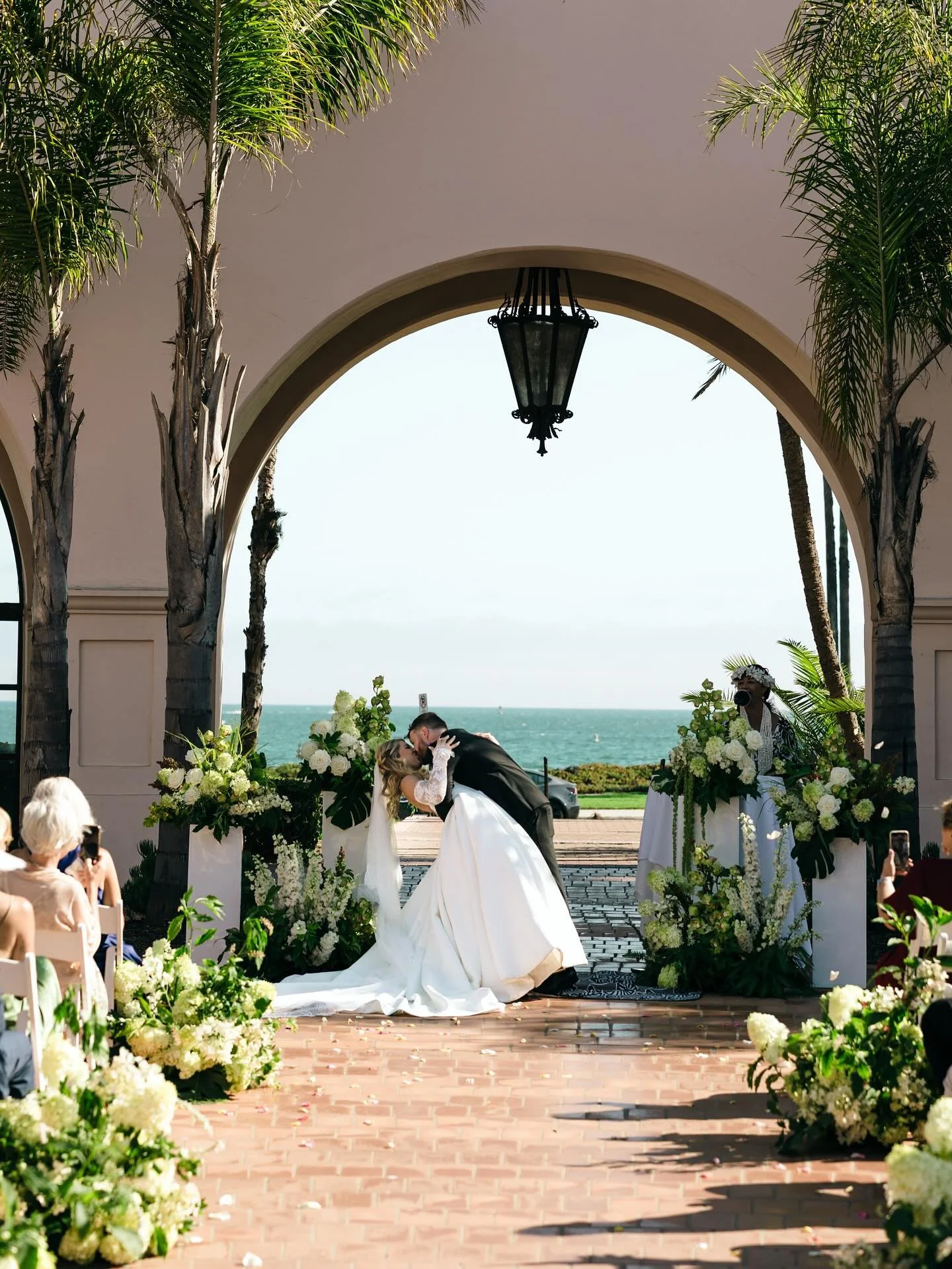 S &amp; J ~ 8/10/25: radiant

p.s. want a ceremony design where every piece (yes, all of them) can be repurposed in to your reception? look no further! 

Planning &amp; Coordination: @everlastevents 
Venue: @hiltonsantabarbararesort 
Officiant: @dawn