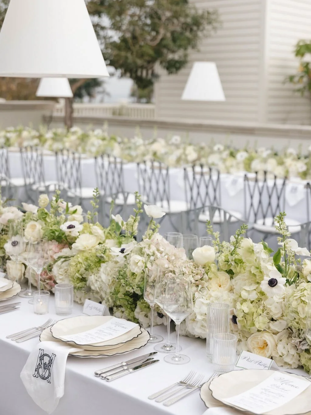 An invitation to linger.
Soft &amp; refined whites and greens, layered low for a timeless reception in Montecito. 

Vendors:
Planner: @bustleevents 
Photographer: @nicoleivanovphoto 
Videographer: @samengfilms 
Content Creator: @followthebride_ 
Flor