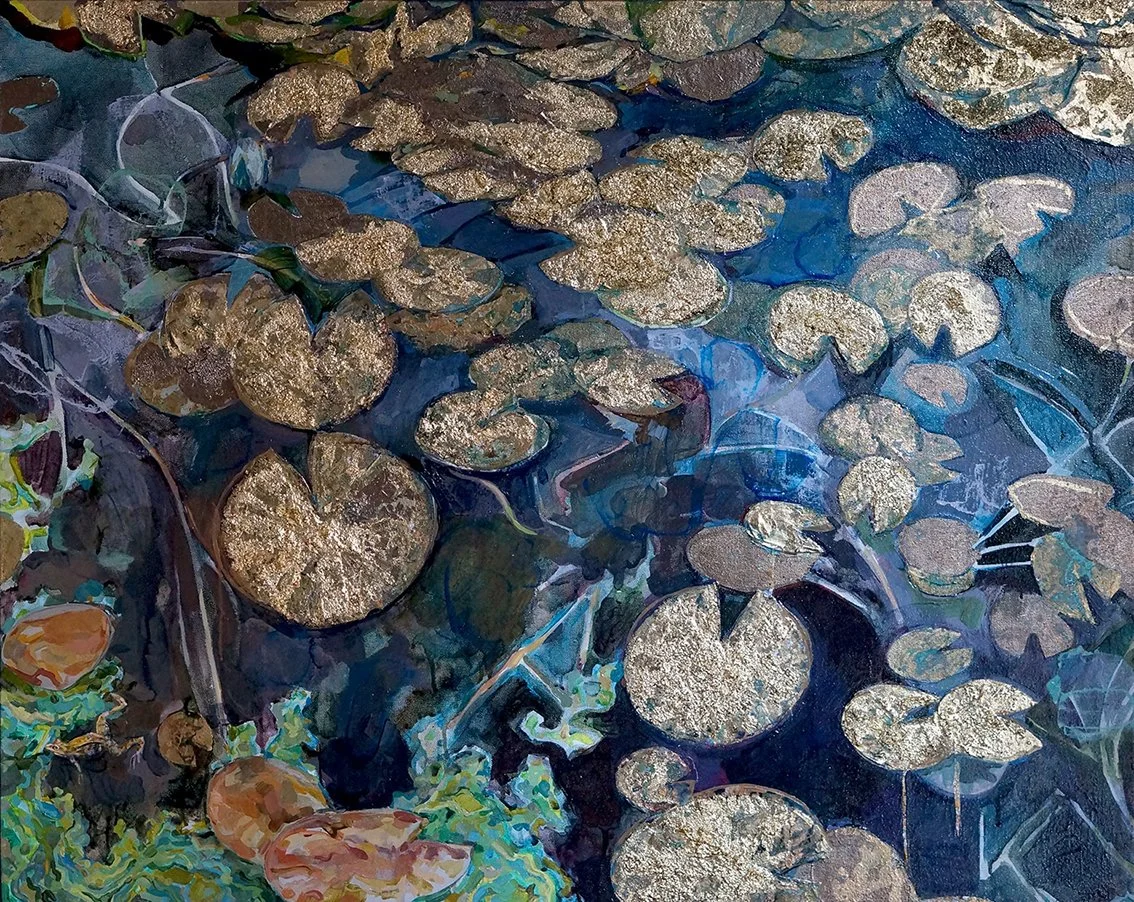 'Lilies'
Acrylic, Mixed Media, Gold Leaf
100cm x 80cm
2020