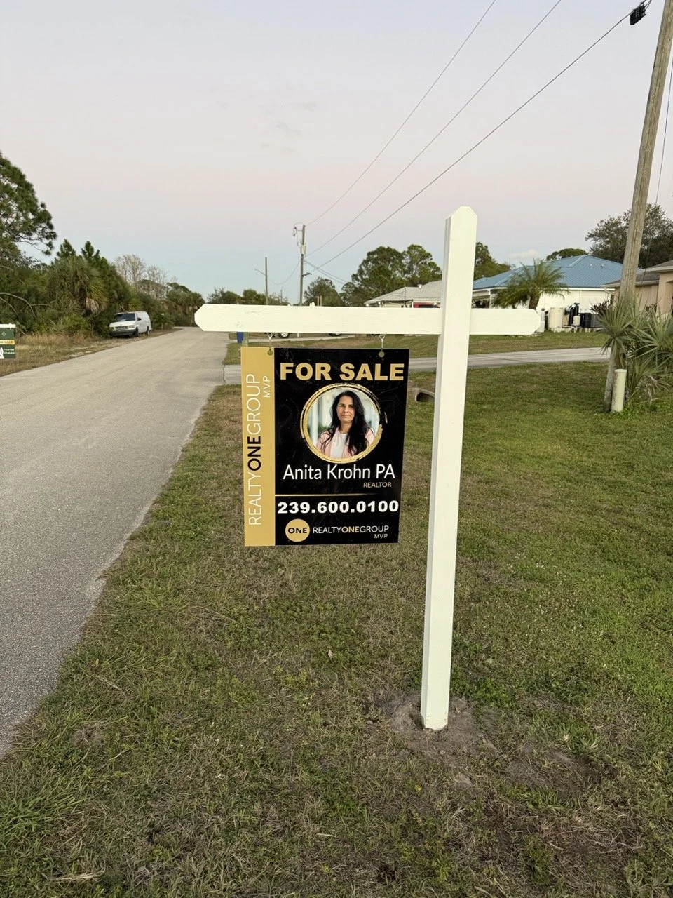 White standard sign post Installed