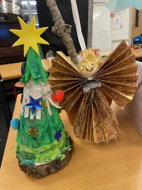 Decorations made in our Christmas Crafts day-workshop.
