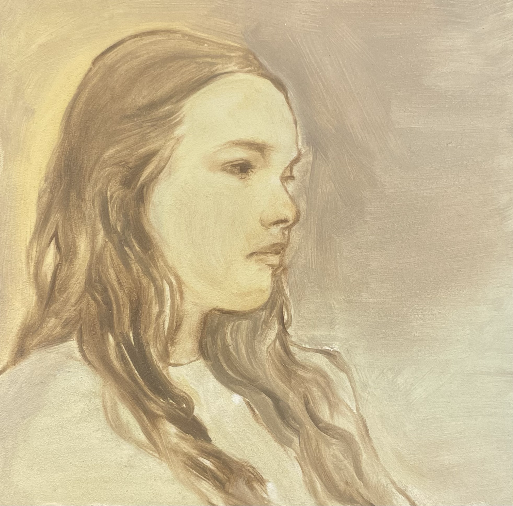 Jbird, 4 x 4 in, oil on panel