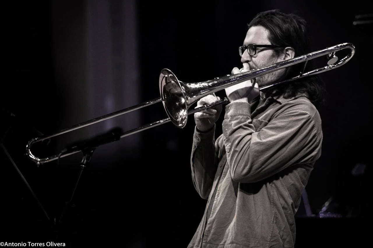 Trombonist Richard Foote performing at East Side Jazz Club in Royal Birmingham Conservatoire as part of New Sounds Jazz Workshop