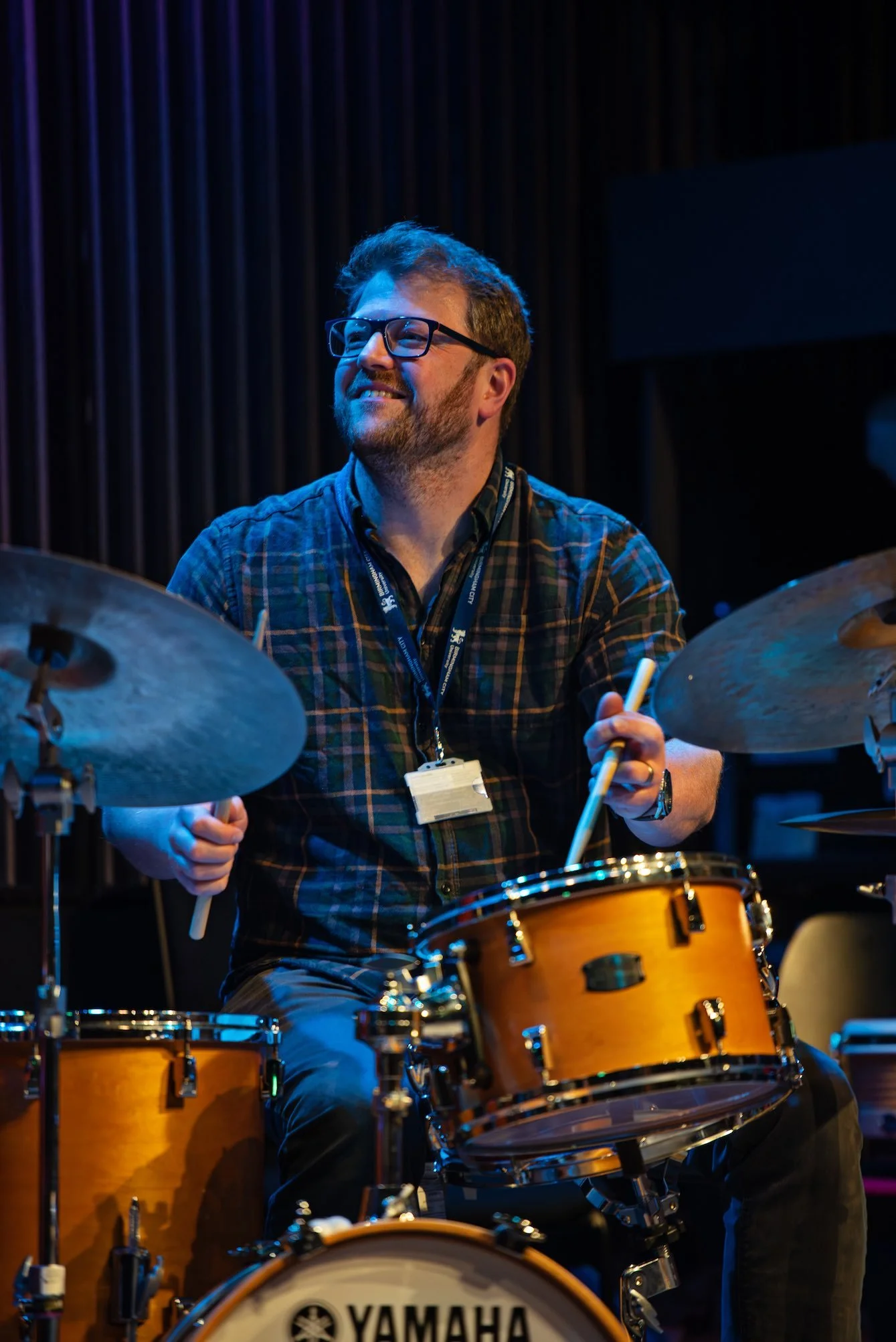 Drummer Jonathan Silk performing at East Side Jazz Club in Royal Birmingham Conservatoire as part of New Sounds Jazz Workshop