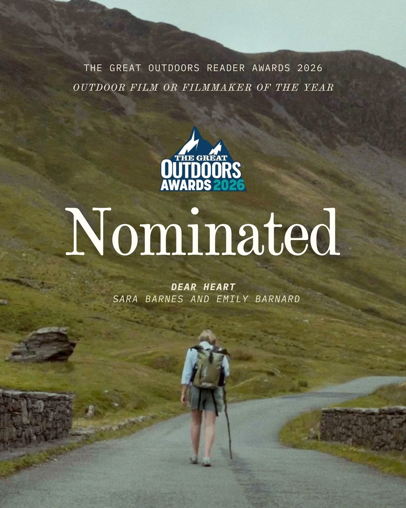 I can&rsquo;t believe it, we&rsquo;ve only been nominated for an award for Dear Heart. Last week I received a lovely message from @bumblebarnes letting us know that our names have popped up in @tgomagazine nominated for:

Outdoor Film or Filmmaker of