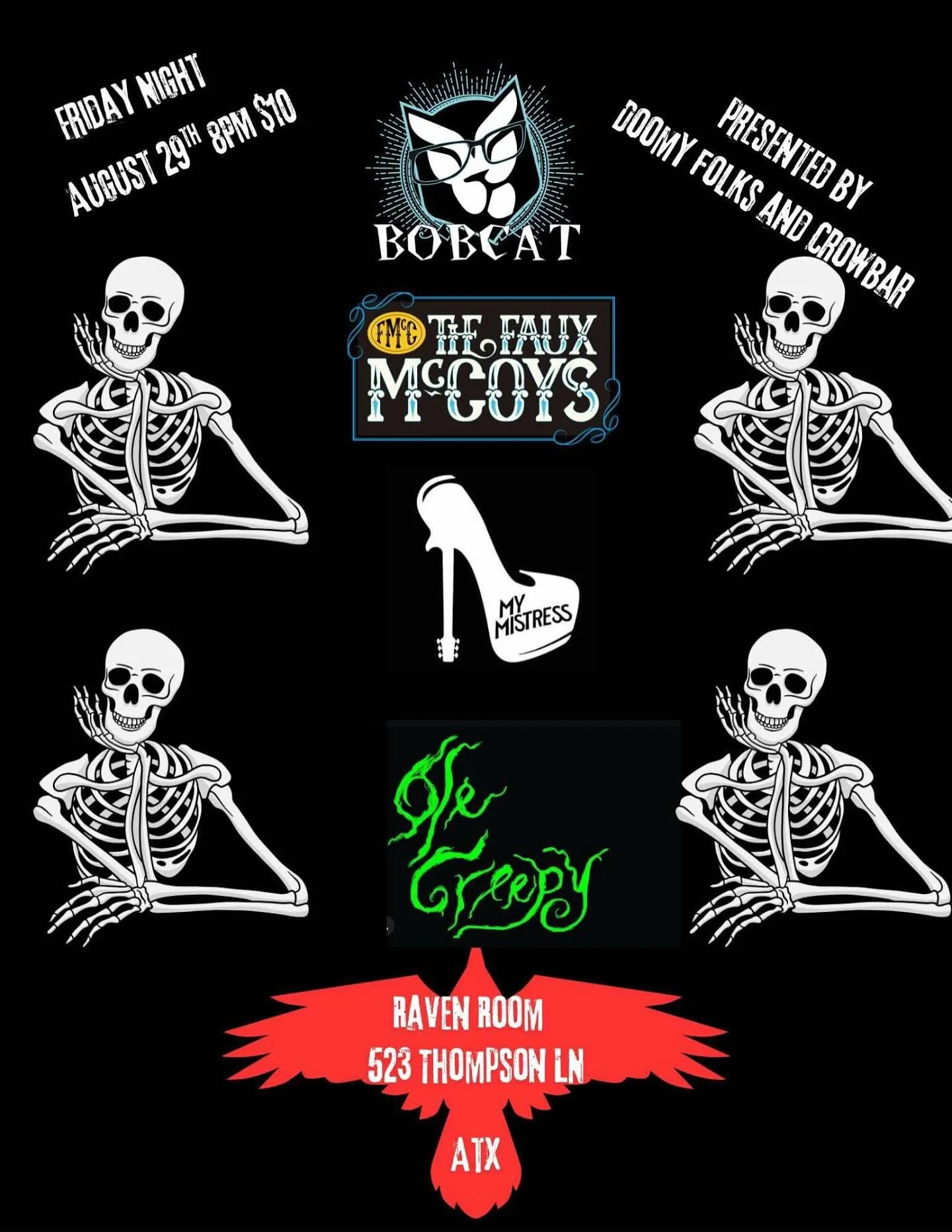 We are playing an epic show for our single release party. That’s right “The Resolution” drops August 29th!!! #newmusicfridays #singlerelease @bobcatonemanband @thefauxmccoys @olecreepy @crowbaraustin